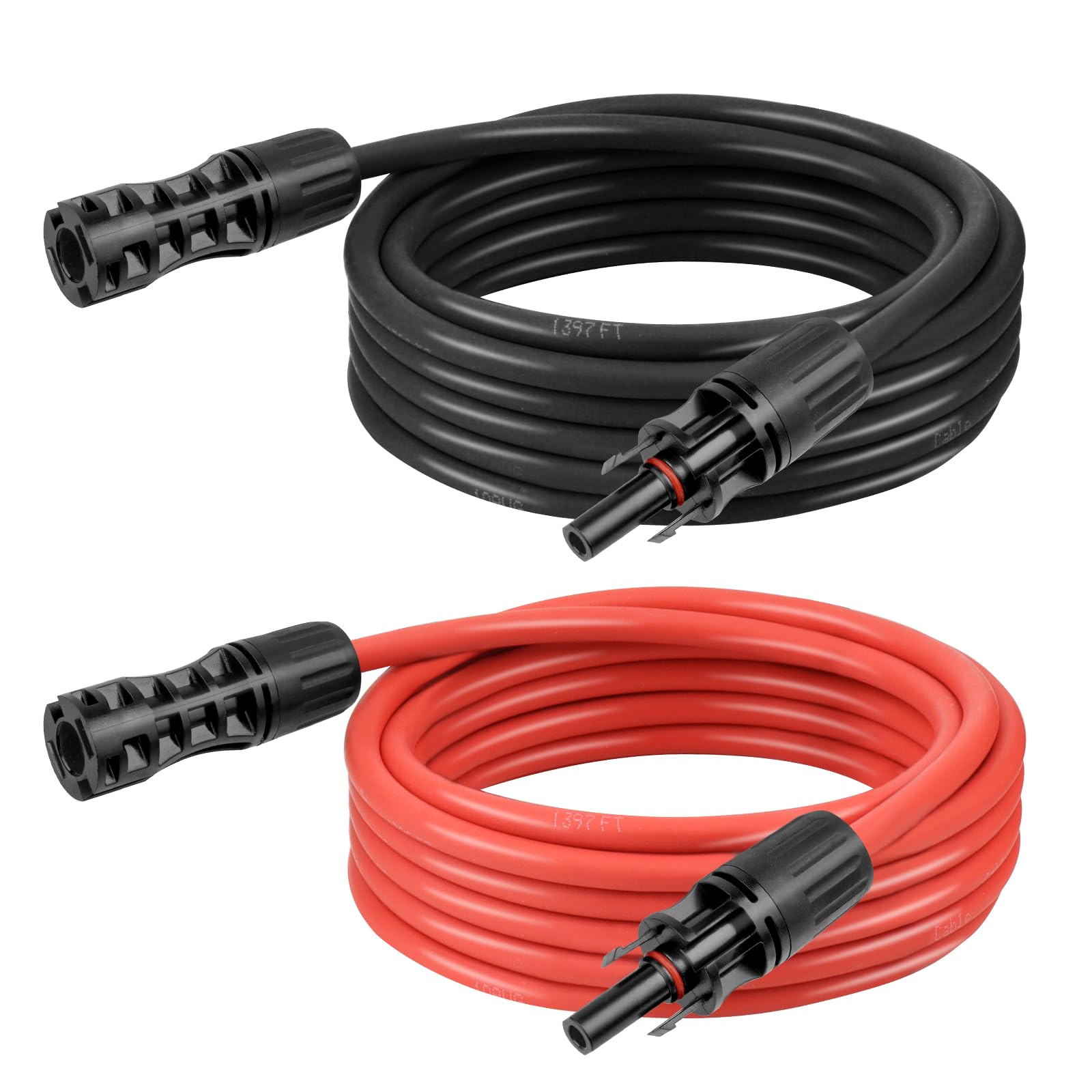Kimbluth 8 AWG Solar Extension Cable 10FT Black + 10FT Red, 8 Gauge Solar Panel Wire Male to Female Tinned Copper Wire for Solar