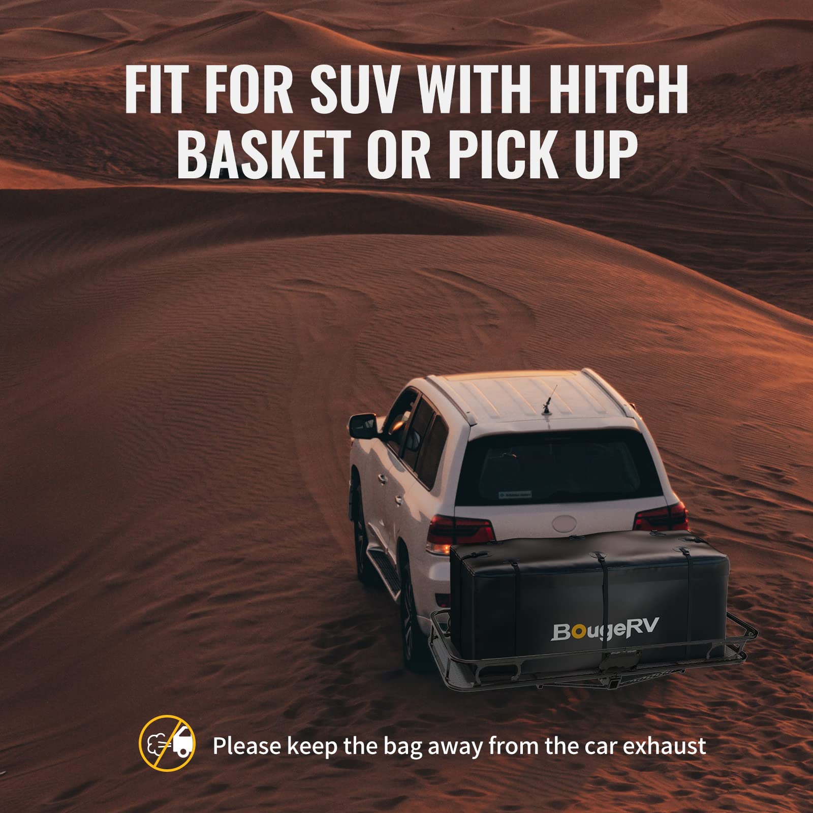 Bougerv Hitch Cargo Carrier Bag With Lock Waterproof Soft Shell 20 Cubic Feet (59 24 24) Cargo Bag For Hitch Carrier Include 8 Reinforced Straps For Truck Pickup Rv All Suv With Hitch Cargo Basket