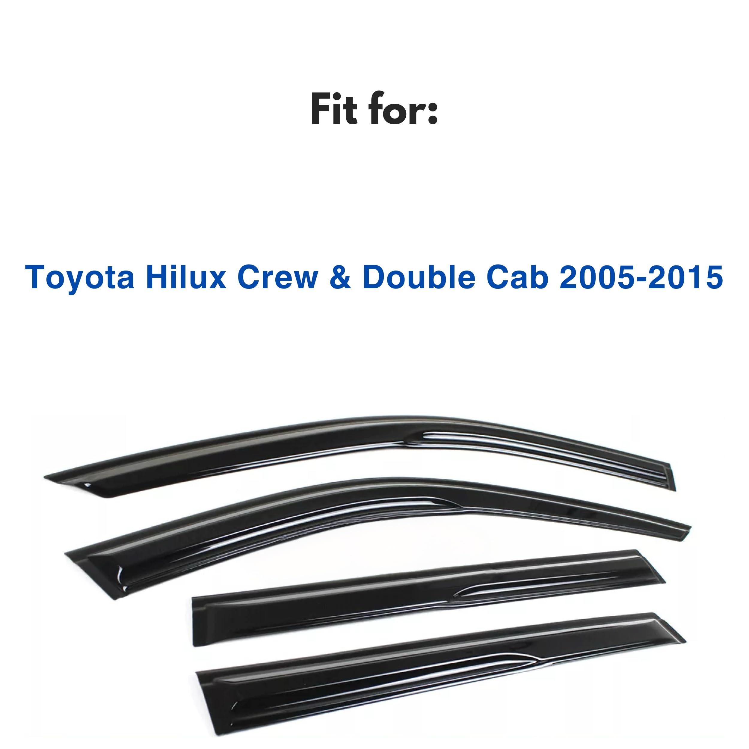 Ig Window Visor For Toyota Hilux Double Cab 2005-2015, Rain Guard Tape-On Durable Wind Side Vent Window Deflector Mugen Style, 2
