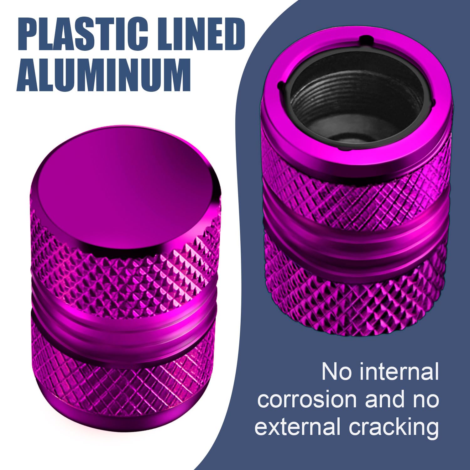 Tire Valve Stem Caps - 4 Pack Anti-Corrosion Premium Anodized Alloy Tyre Air Valve Caps Universal For Car Suv Bike Purple