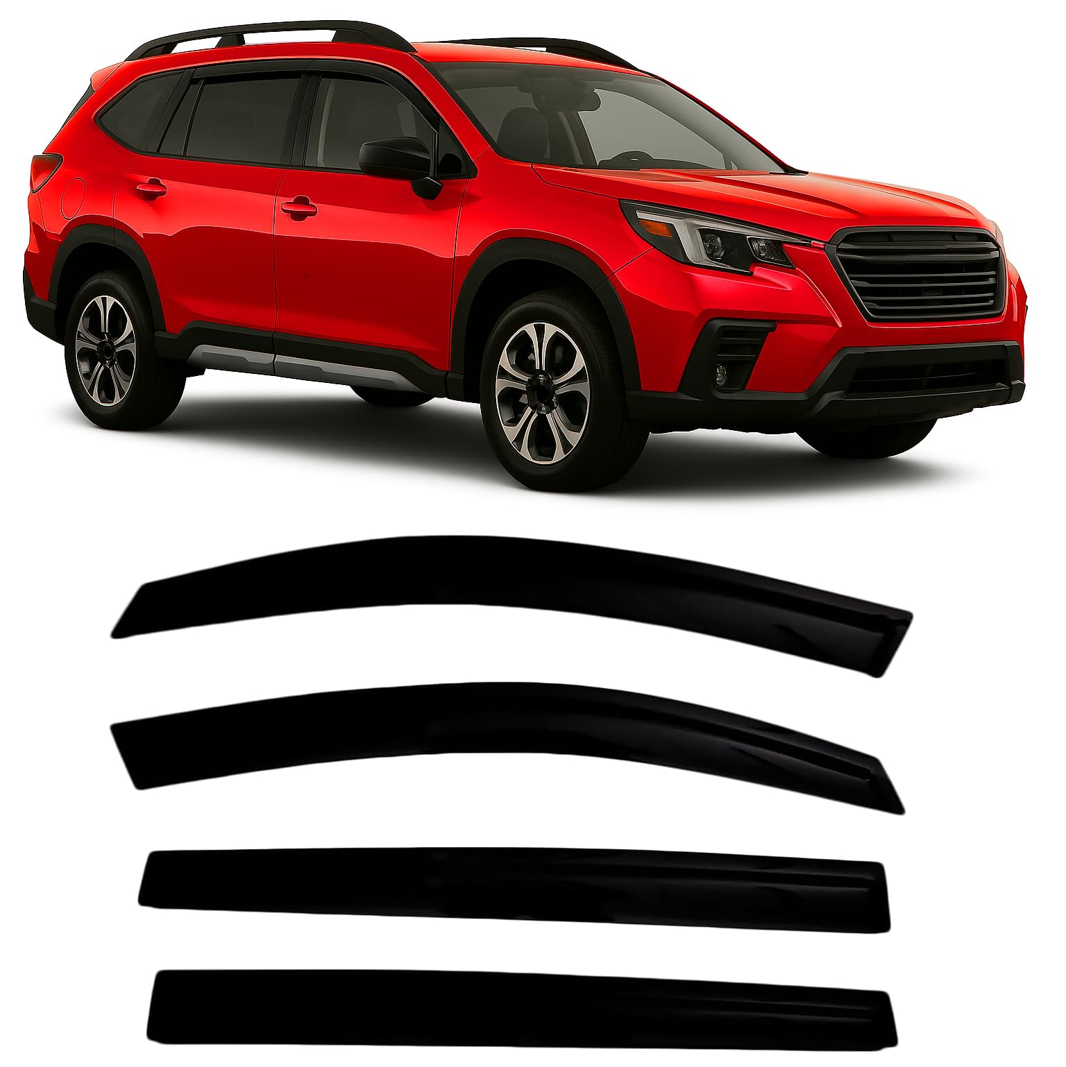 2019-2025 Tape-On Side Window Visor Deflectors For Subaru Ascent Premium Onyx Limited 2020 2021 2022 2023 Smoke Tinted Rain Guar
