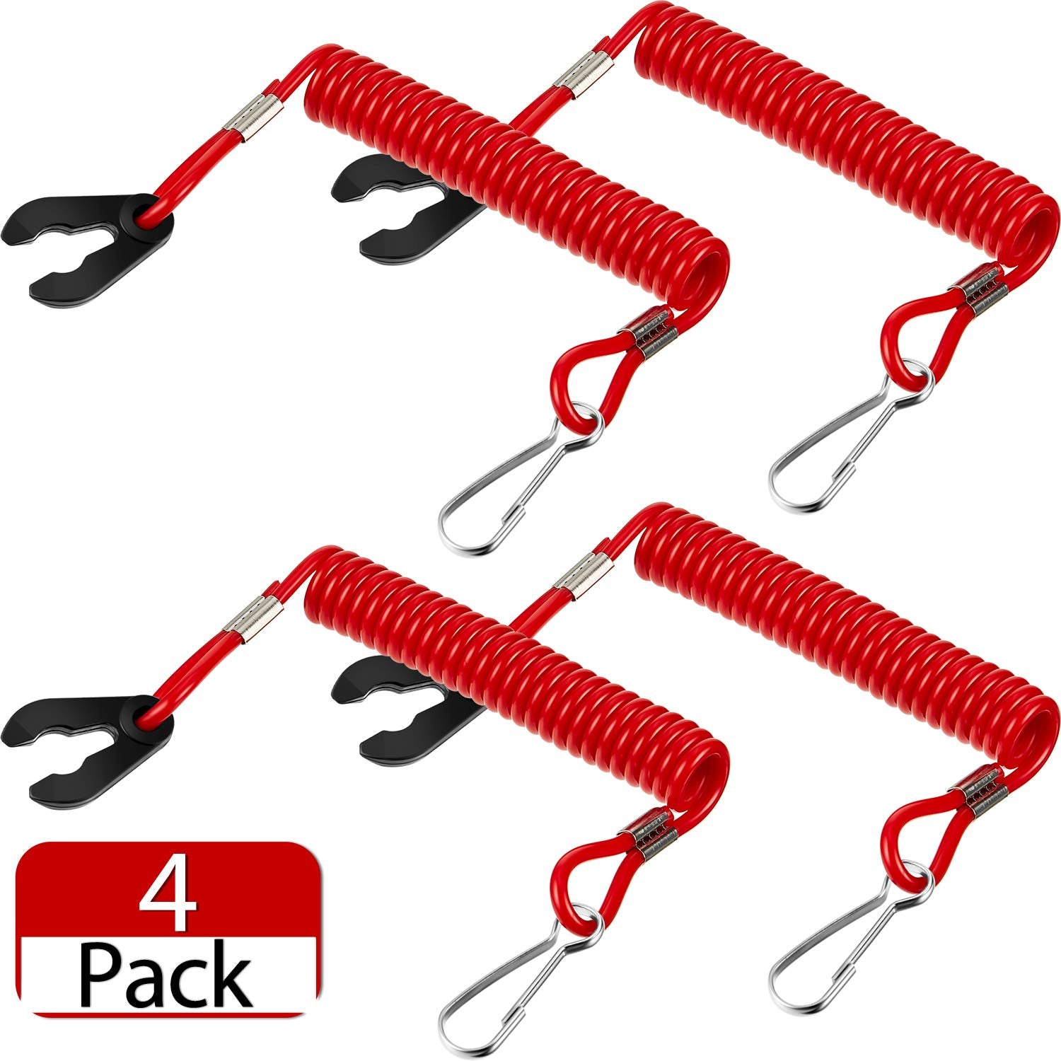 Frienda 4 Pieces Universal Outboard Kill Switch Keys With Safety Stop Switch Lanyard Suit For Most Board Engine