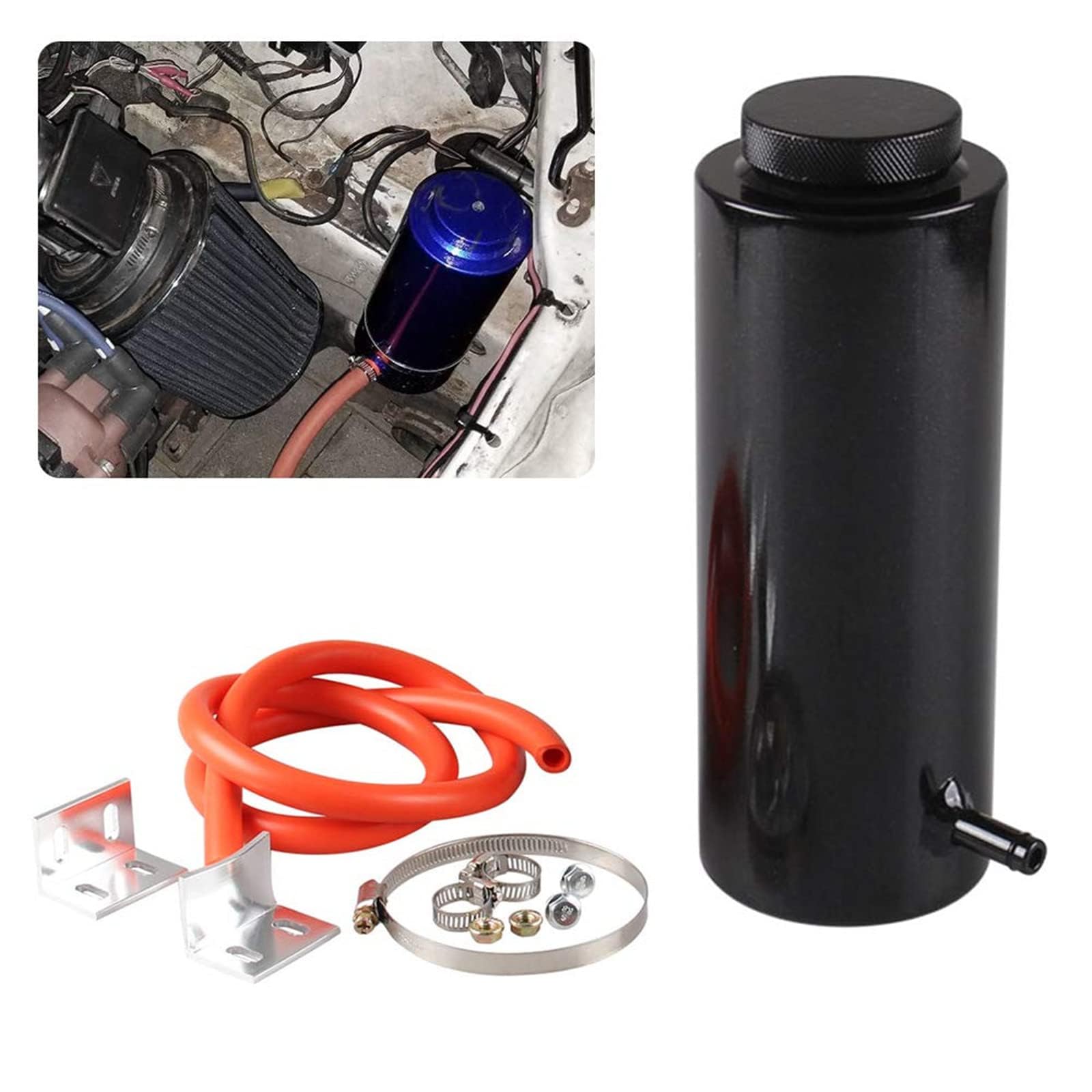 Ryanstar Universal Car Radiator Coolant Tank 800Ml Coolant Expansion Tank Overflow Oil Catch Tank Cooling Catch Bottle Reservoir Aluminum Billet Black