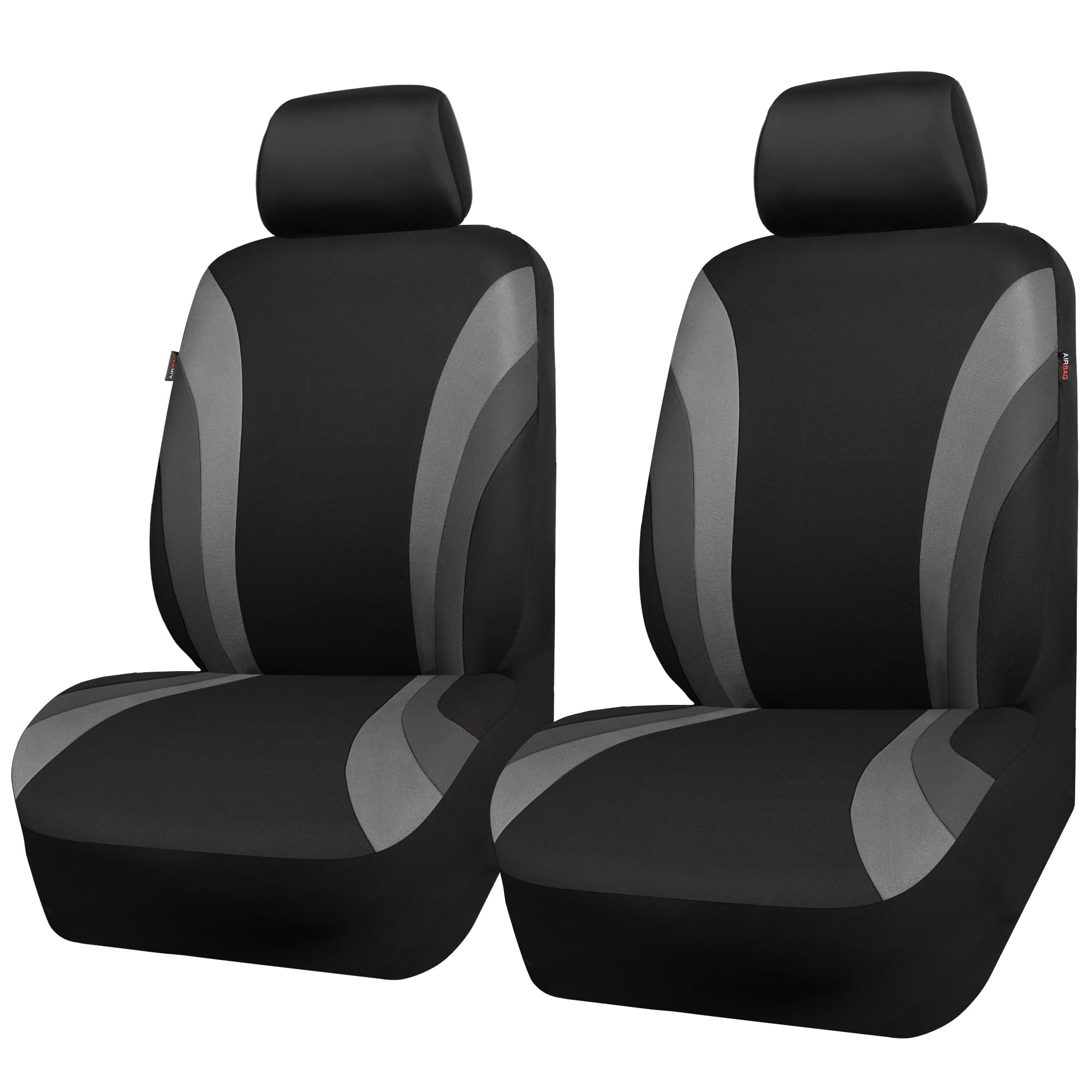 Car Pass Line Rider Sporty Front Seat Covers,Gray Car Seat Covers Two Front Seats Only, Airbag Compatible,Universal Fit Sedans,C