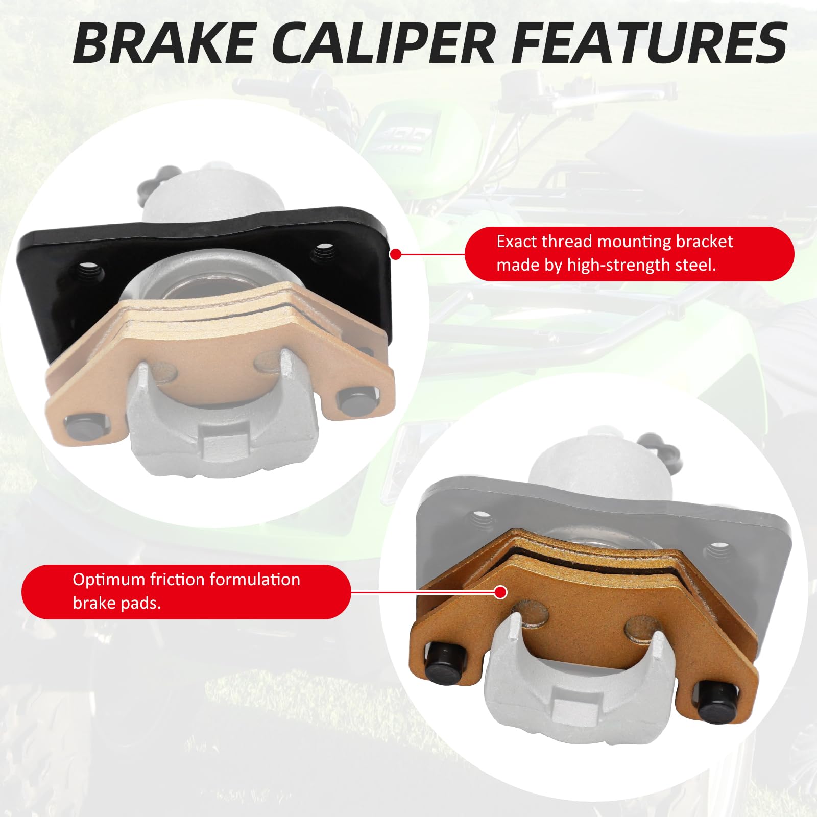 M MATI Front Left Right Brake Calipers W/Pads for Arctic Cat ATV 250 300 350 400 400 FIS 425 450 500 500 FIS 550 650 700 1000 Th