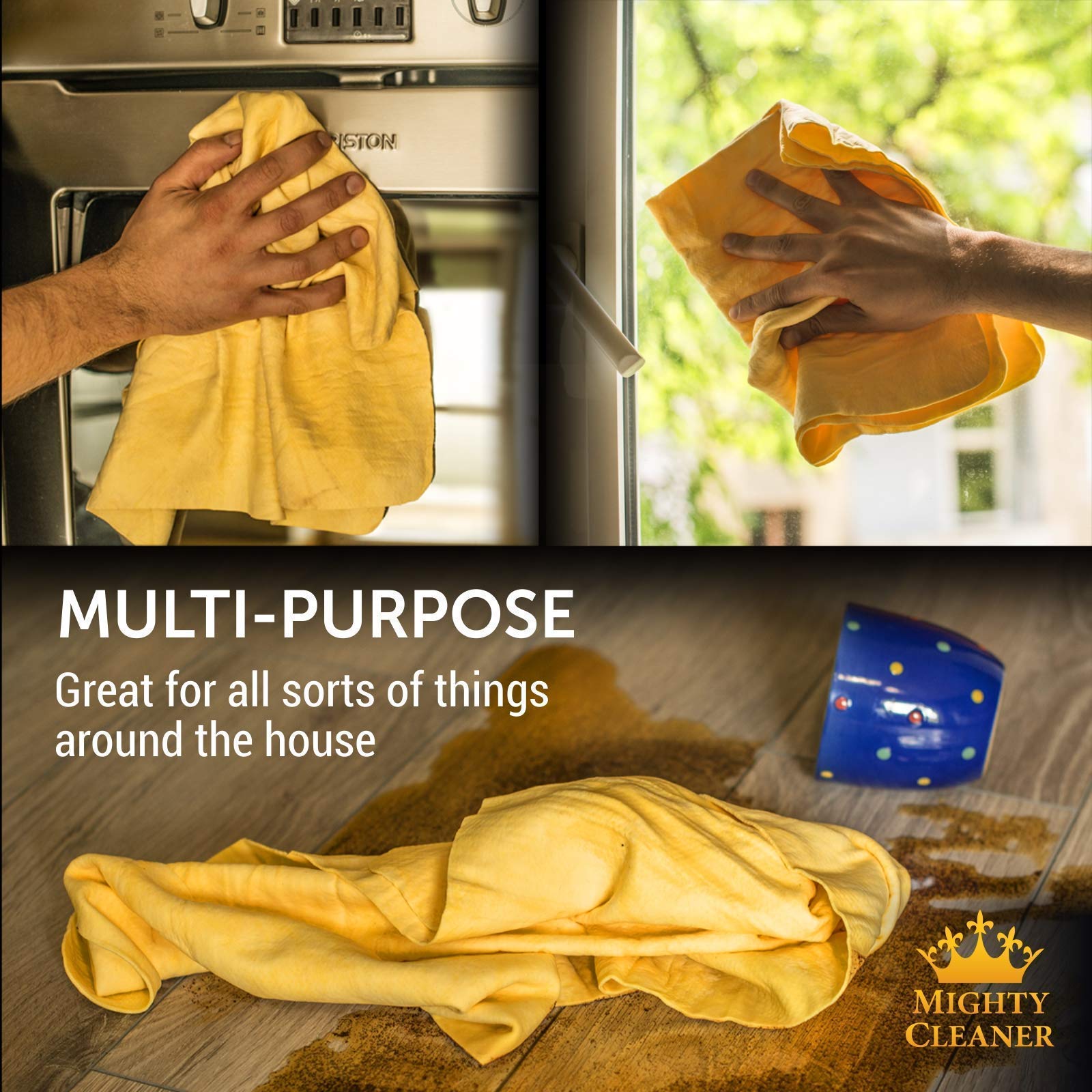 Premium 2Pk Mini +1 Free Shammy Cloth For Car Drying - (17X13) - Super Absorbent Chamois Towel For Car - Reusable Shammy Towel F