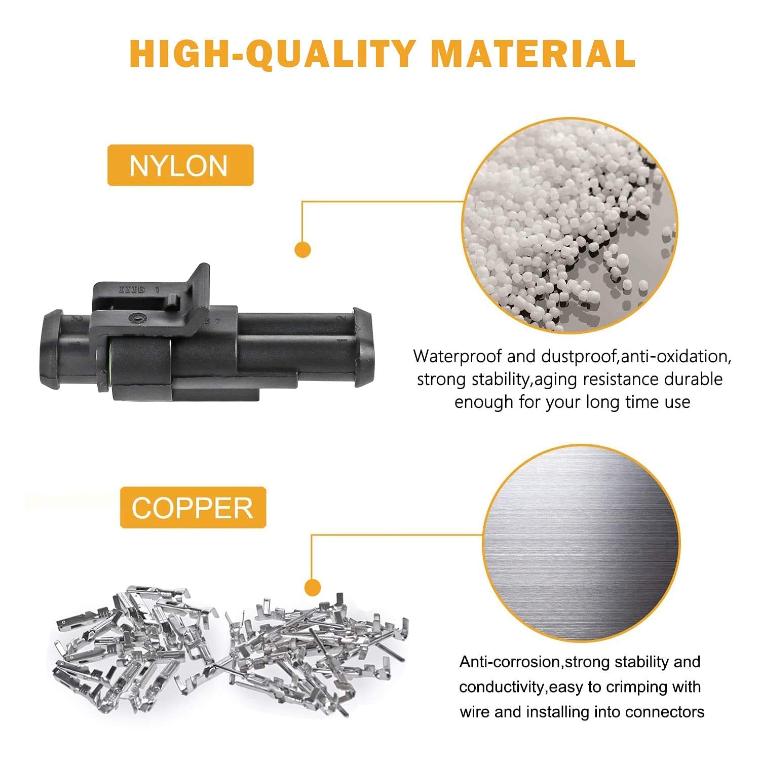 ZUOZE 10 Kit 2 Pin Connector, 20-16 AWG Waterproof Electrical Automotive Wire Connector, 1.5mm Series Terminals Male Female Car