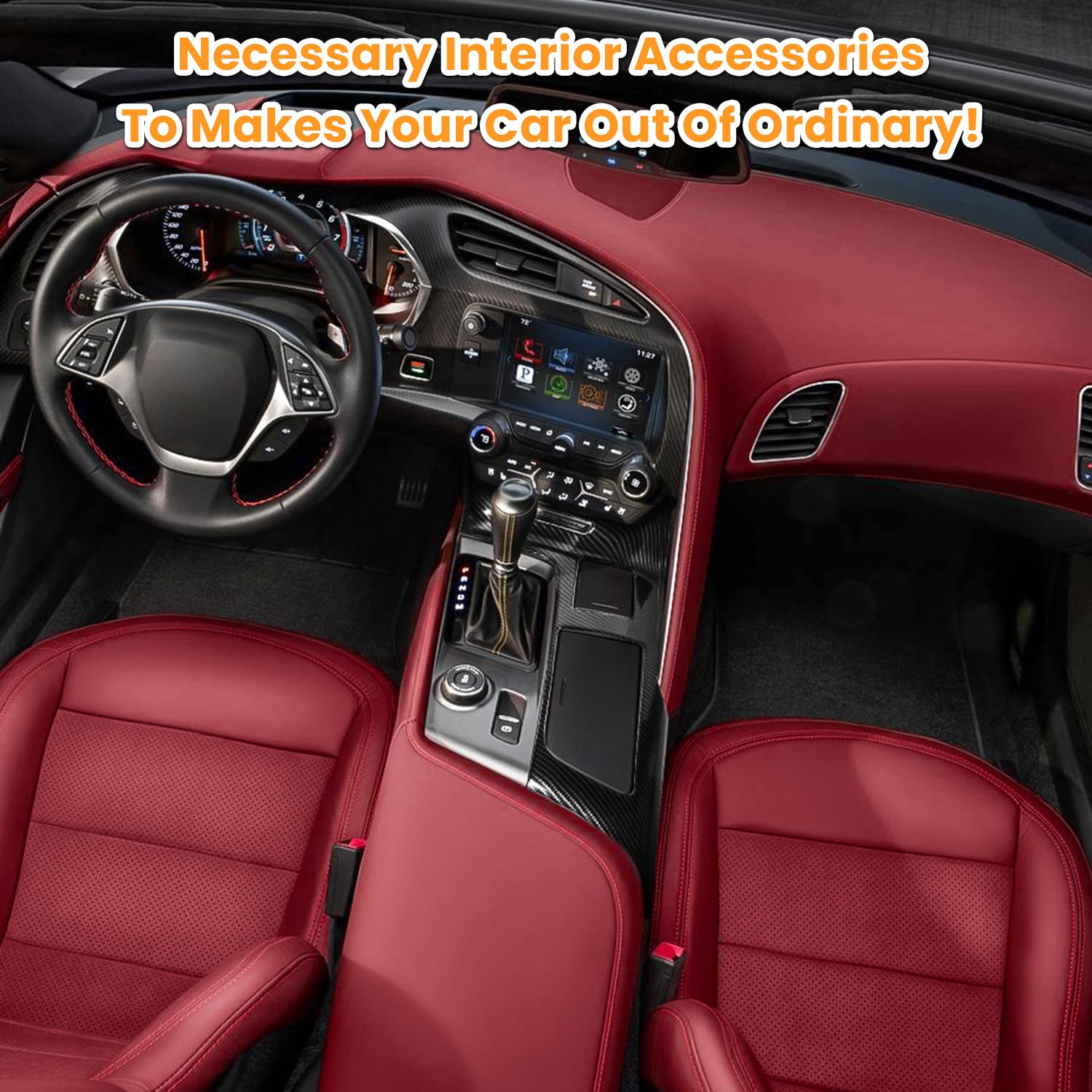Carbon Fiber Look Control Gears Panel Protective Cover For Chevrolet Corvette C7 Z06 Z51 Zr1 Stingray Grand Sport 2014 2015 2016