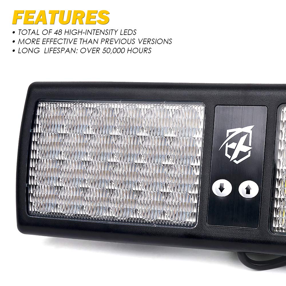 Xprite White Blue Led Visor Strobe Flashing Lights Sunshield Hazard Warning Light For Law Enforcement Police Volunteer Firefight