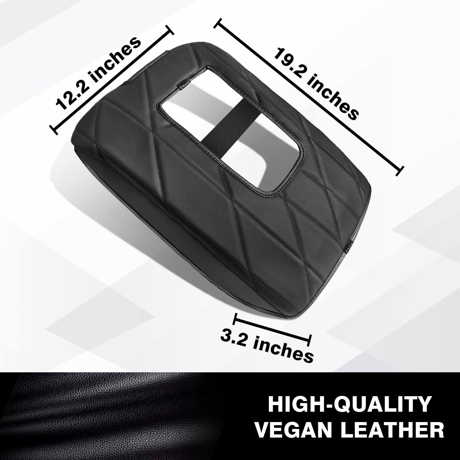 Muslogy Center Console Armrest Cover for Toyota Tundra 2014-2021, Regular Thick Vegan Leather, Bucket Seat Only, Model MUS-ACEXTRA-40B