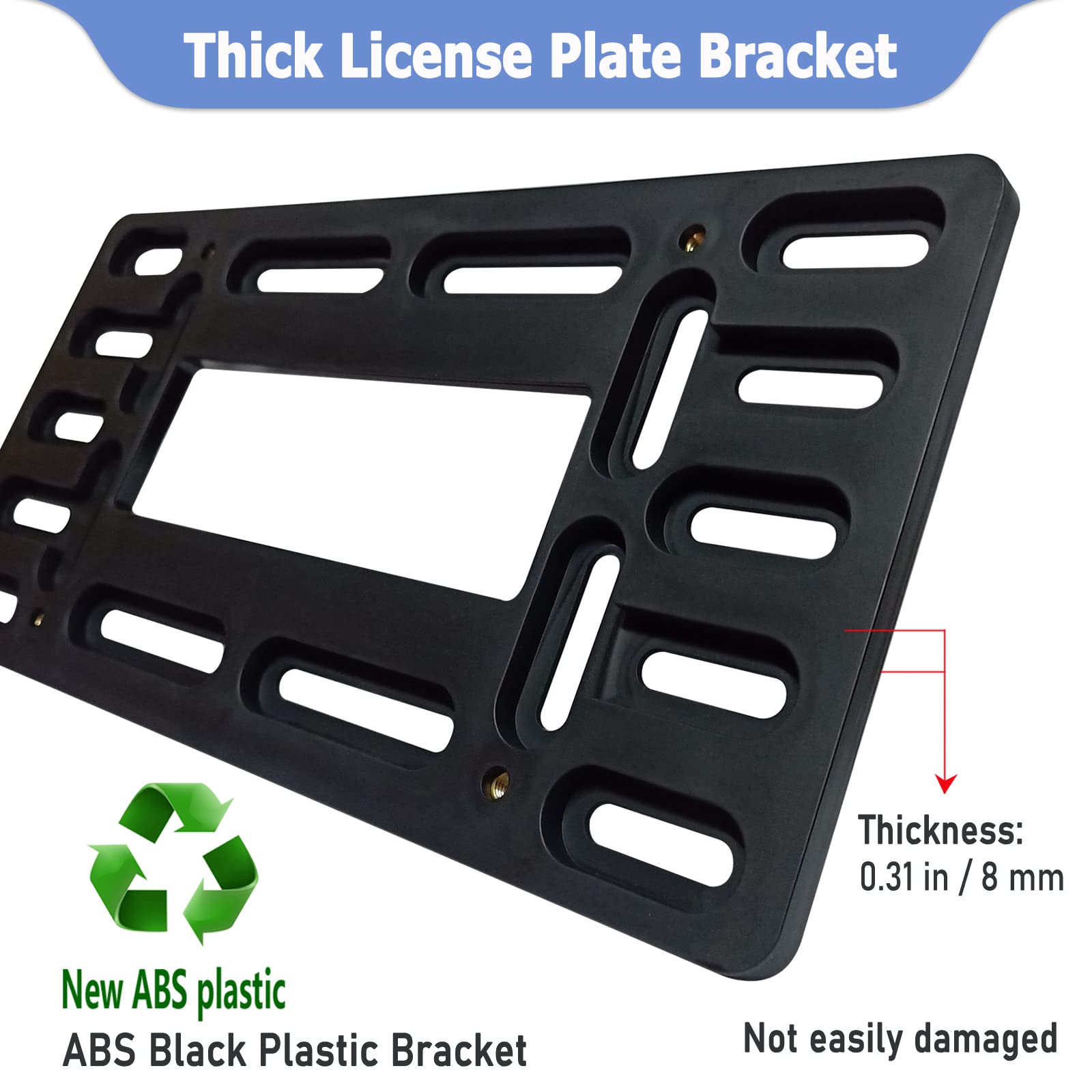 Fbjtdq Front License Plate Mounting Kit - Universal License Plate Bracket & Matte Aluminum Frame Holder, For 2 Hole Front Bumper