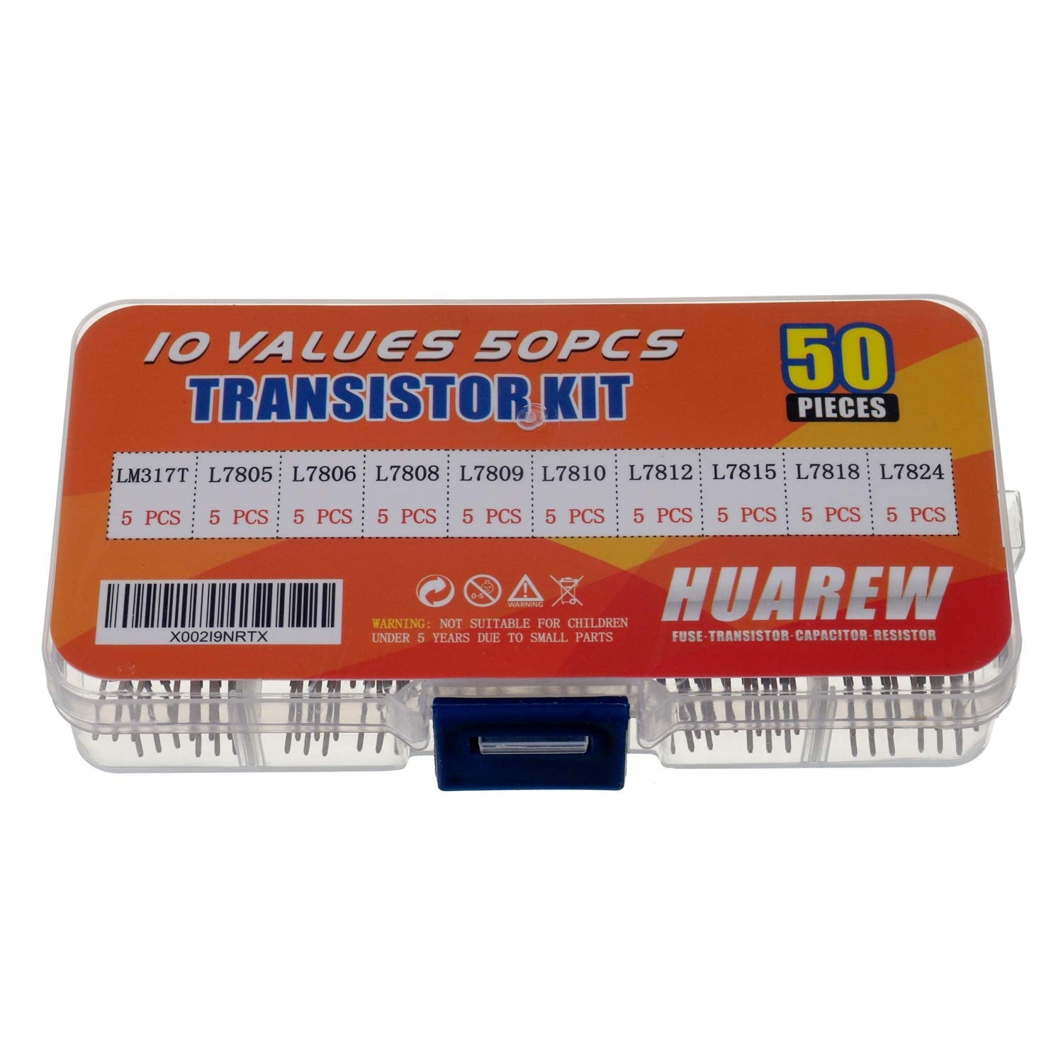 Huarew 10 Values 50 Pcs Positive Fixed Voltage Regulator Lm317T L7805 L7806 L7808 L7809 L7810 L7812 L7815 L7818 L7824 To-220 Pac