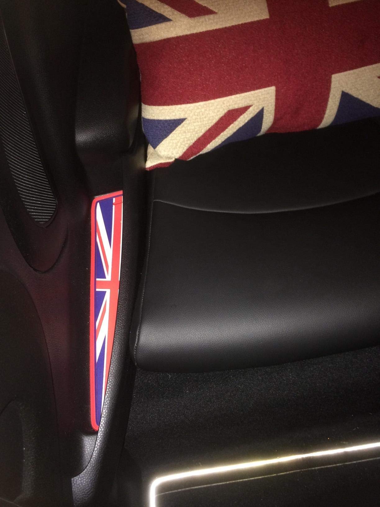 Ijdmtoy Union Jack Style Silicone Interior Cabin Mats Compatible With Mini Cooper R55 R56 R57 R58 R59, 7-Piece Red/Blue Cupholder Coasters, Side Door Compartment Liners