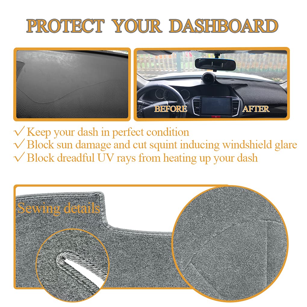 Dash Cover Mat Fit For 2007-2014 Gmc Yukon,2007-2013 Chevy Chevrolet Silverado 1500 Ltz/Avalanche/Suburban,07-14 Tahoe, Dashboard Cover Carpet Pad W/O Dash Speaker (Dark Gray)
