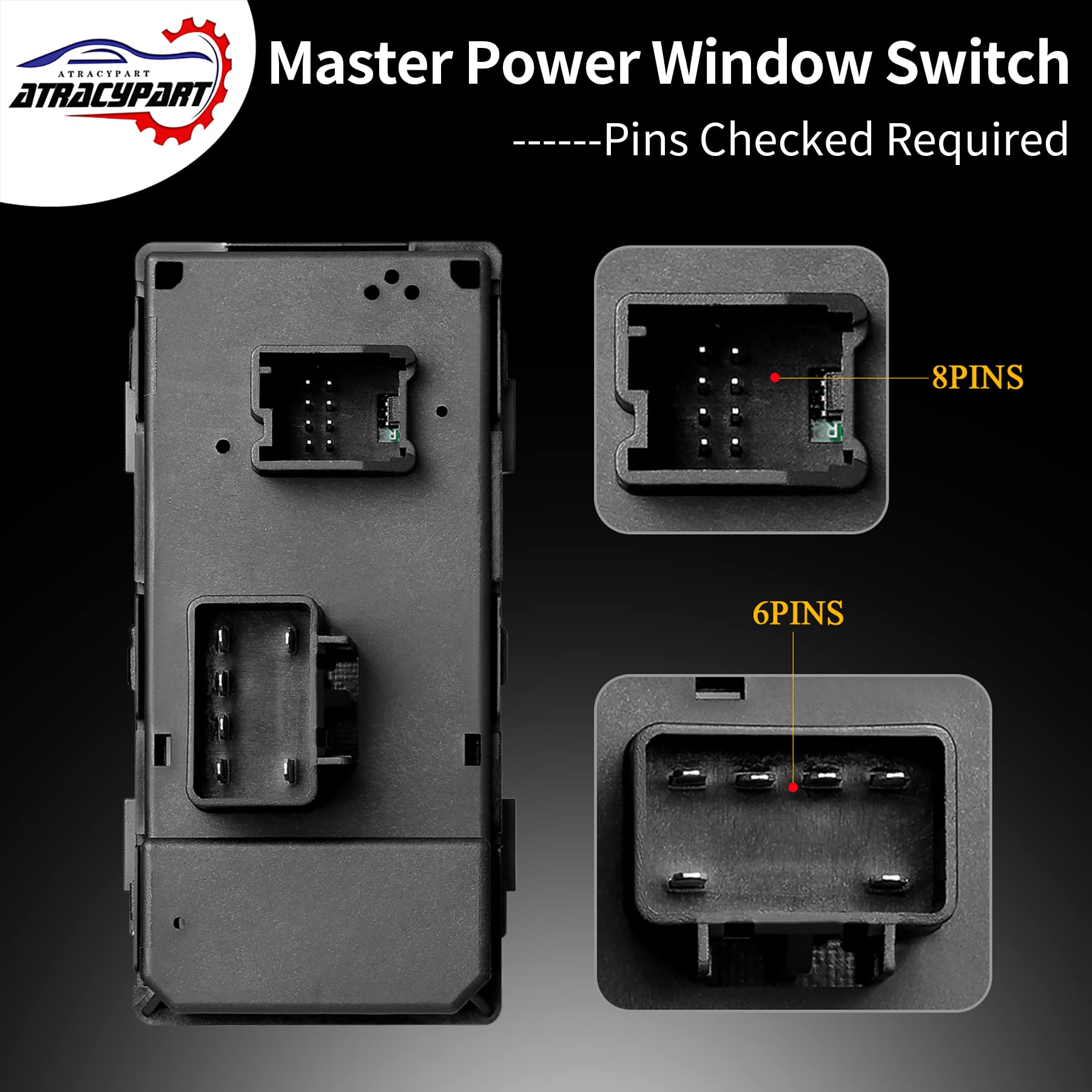 ATRACYPART Power Window Switch Set for 2007-2015 Chevy Silverado & GMC Sierra, Black, ABS, Includes Driver & Passenger Switches, Model AP-KG72