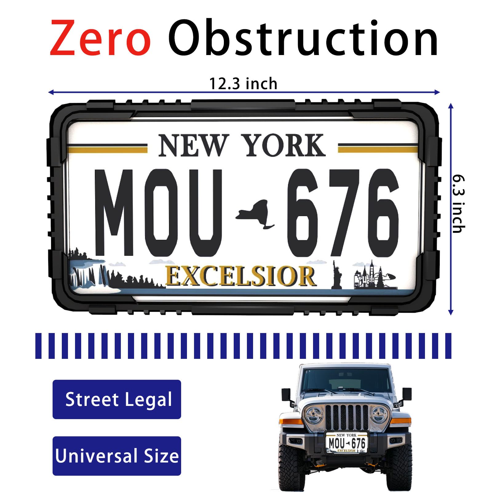 Crossarctic Black Silicone License Plate Frames, 2 Pack License Plate Holder Bracket Without Obstruction, Universal License Plat