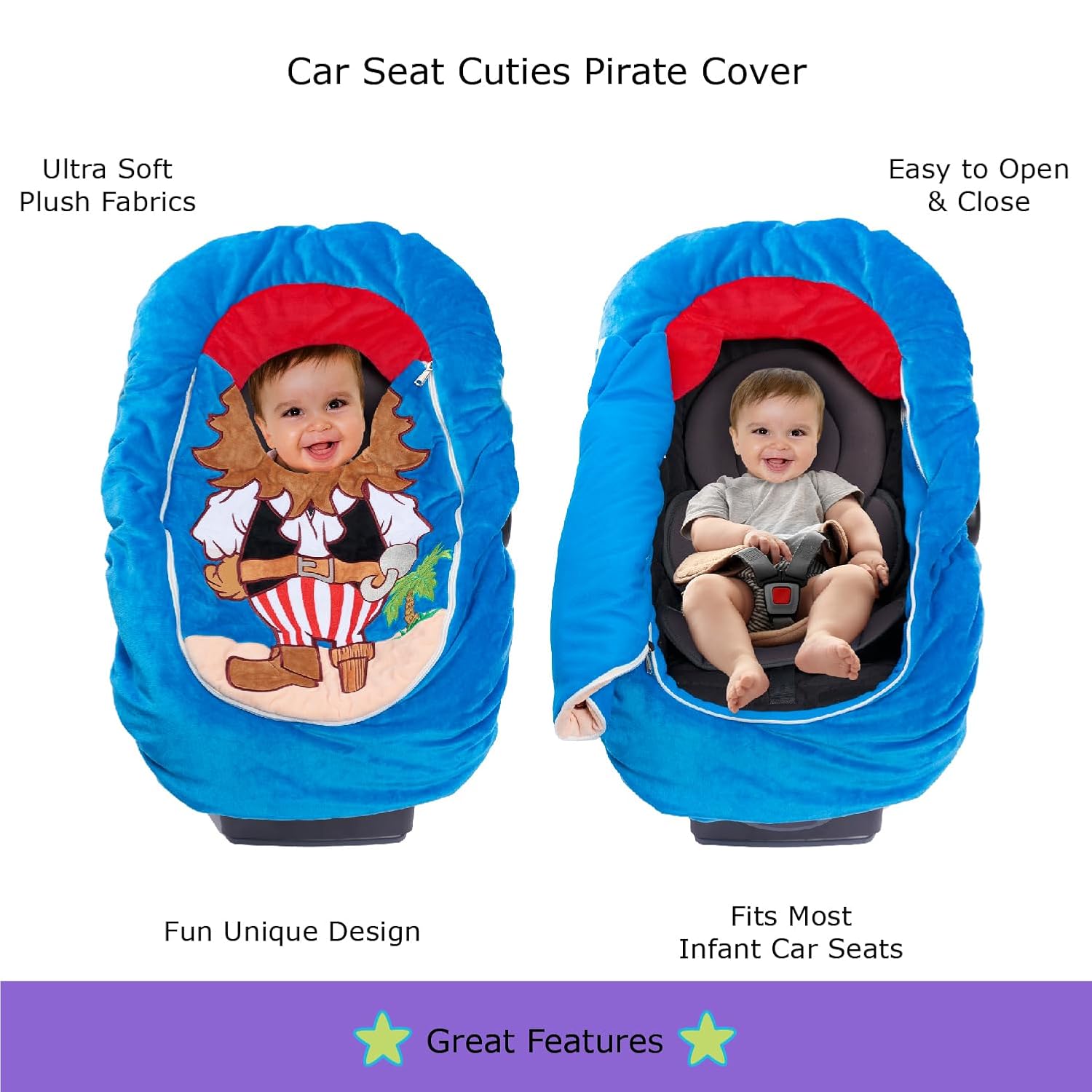 Car Seat Cuties, Baby Car Seat Cover, Stretchy Universal Fit Infant Car Seat Carrier Cover for Baby Boys and Girls, Soft & Warm Baby Blanket Style Car Seat Cover, Infant Costume