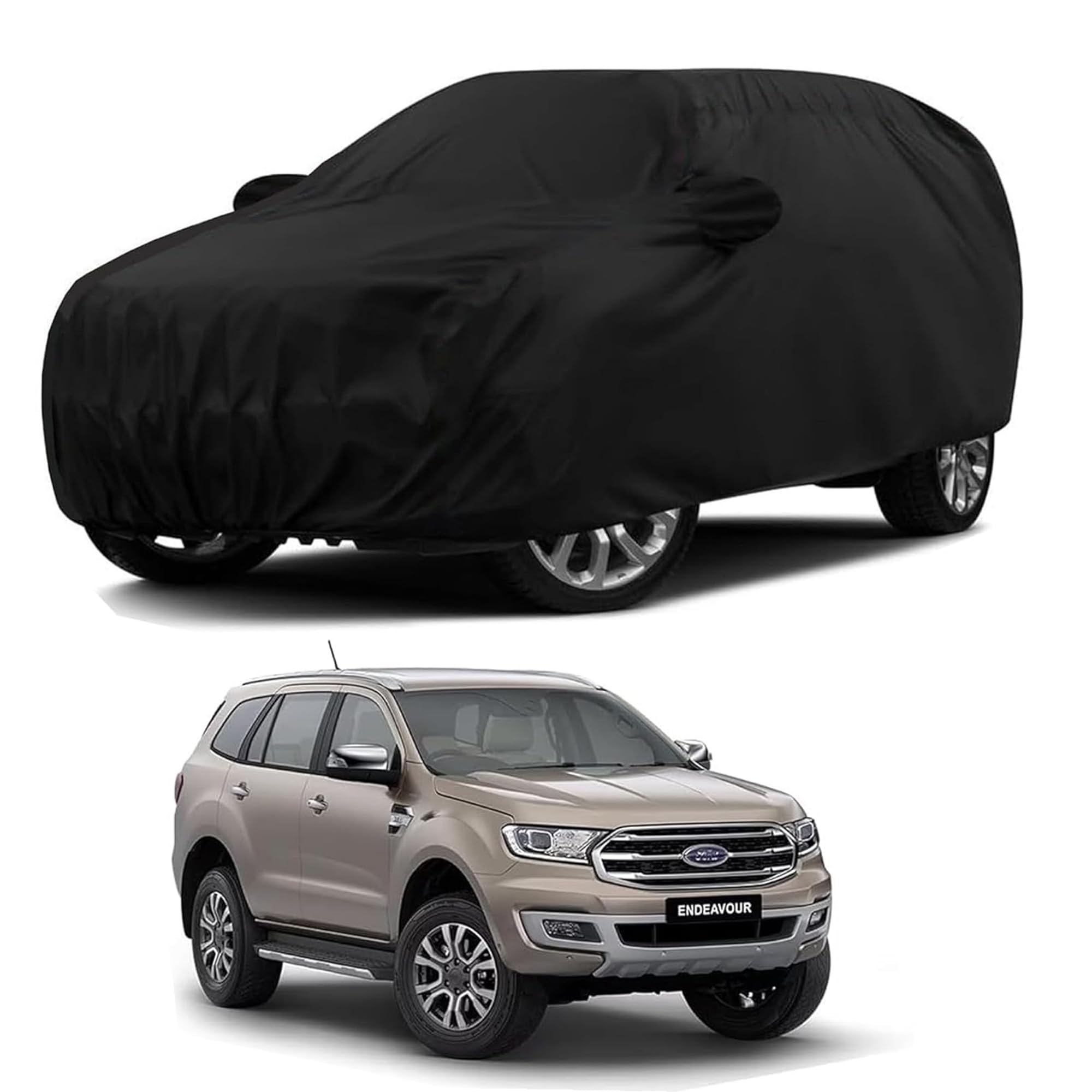 Sulfar 100% Water Resistant Car Body Cover Compatible with Mirror & Antenna Pockets for Ford Endeavour (Triple Stitched, Full Bo