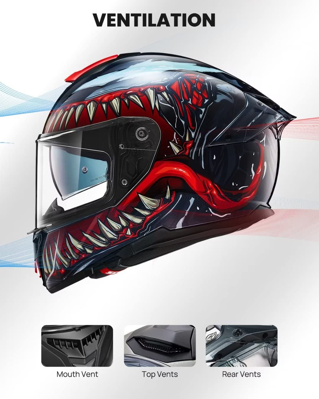 ILM Full Face Motorcycle Helmet 861A, Large, ABS, Dual Visor, Pinlock Compatible, TheNight Color, DOT Certified for Men & Women
