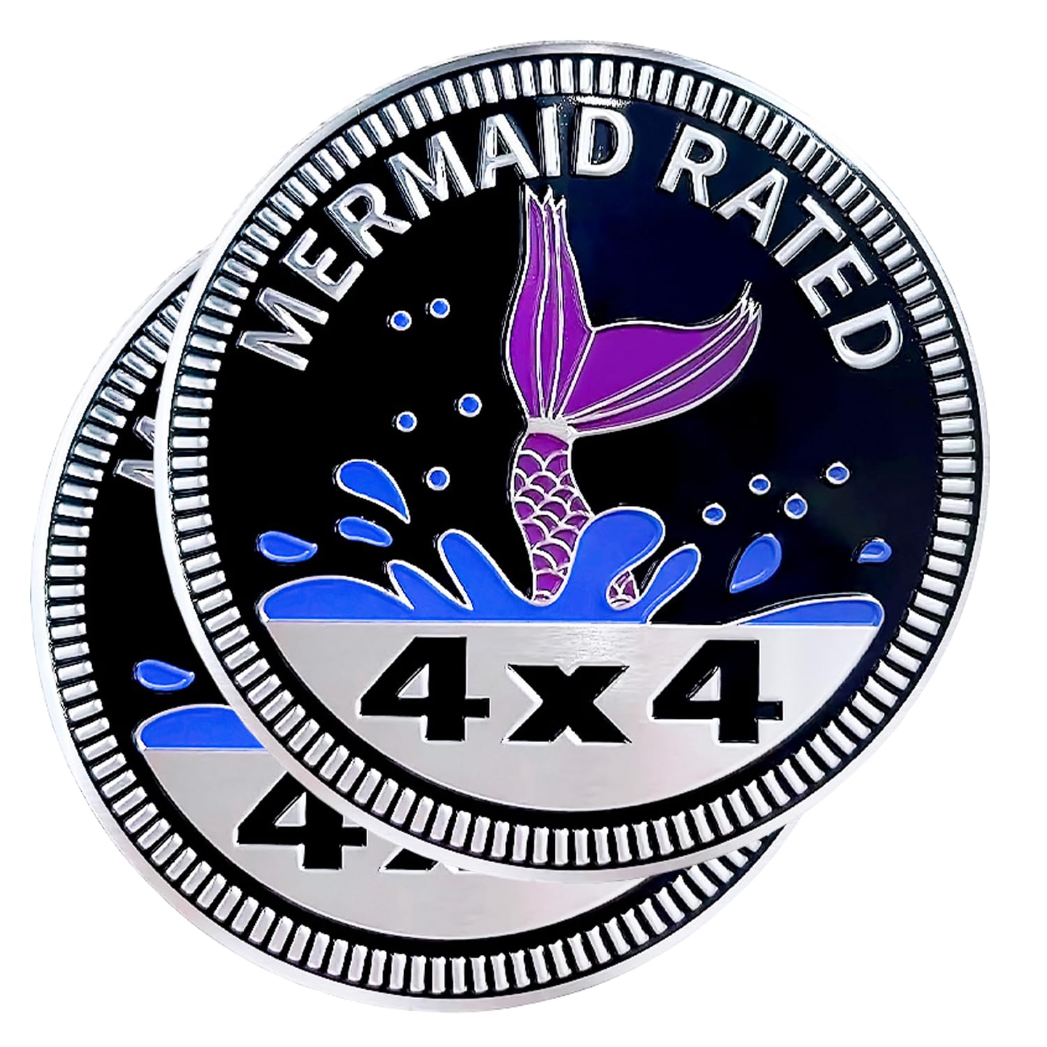 2 Pcs Mermaid Badge Rated Car Emblem, 4 X 4 Metal Automotive Badge, 3D Round Metal Car Badges Emblems, Car Badge Decals Stickers