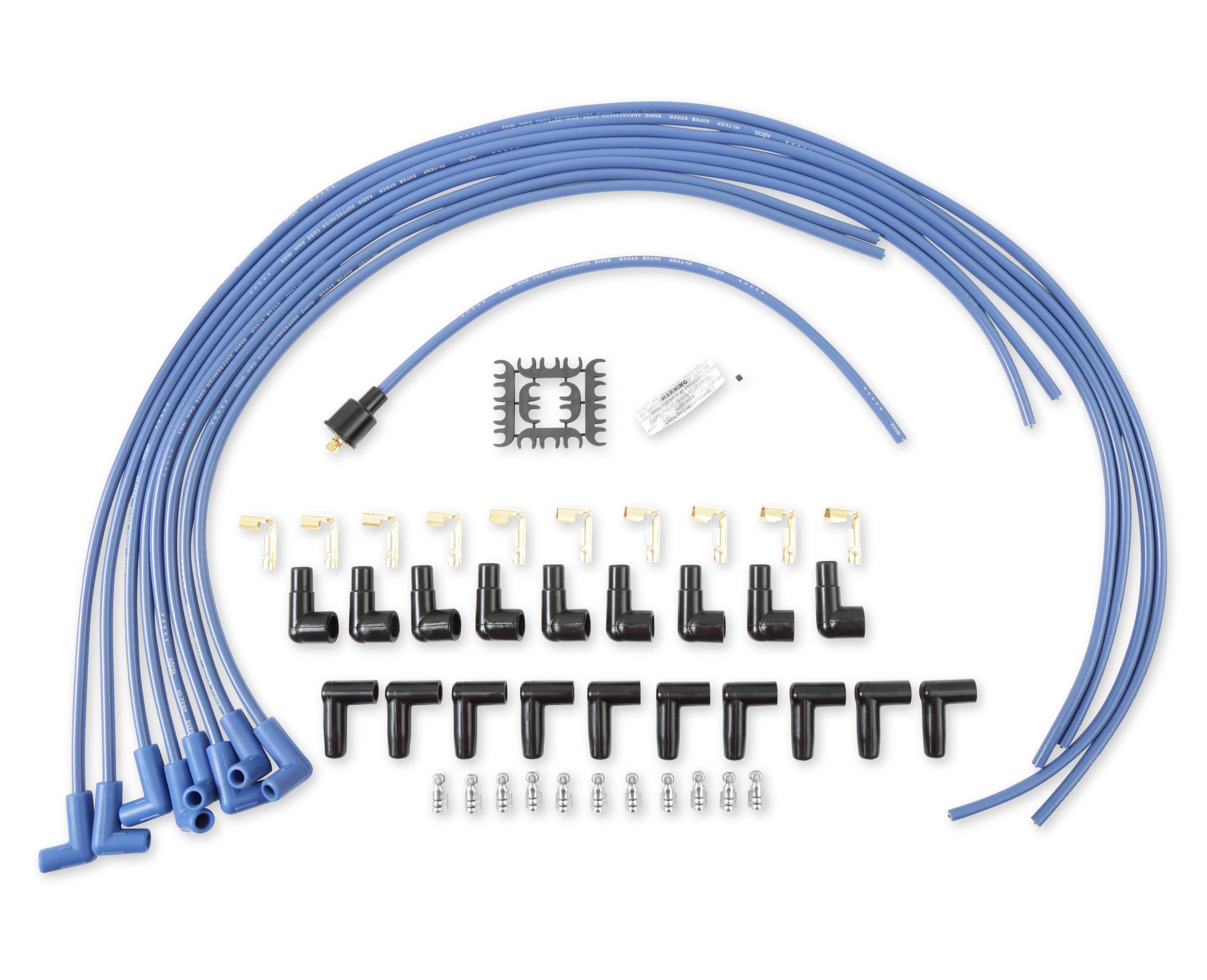Accel 4041B Spark Plug Wire Set- 8Mm - Blue Wire With Blue 90 Degree Boots