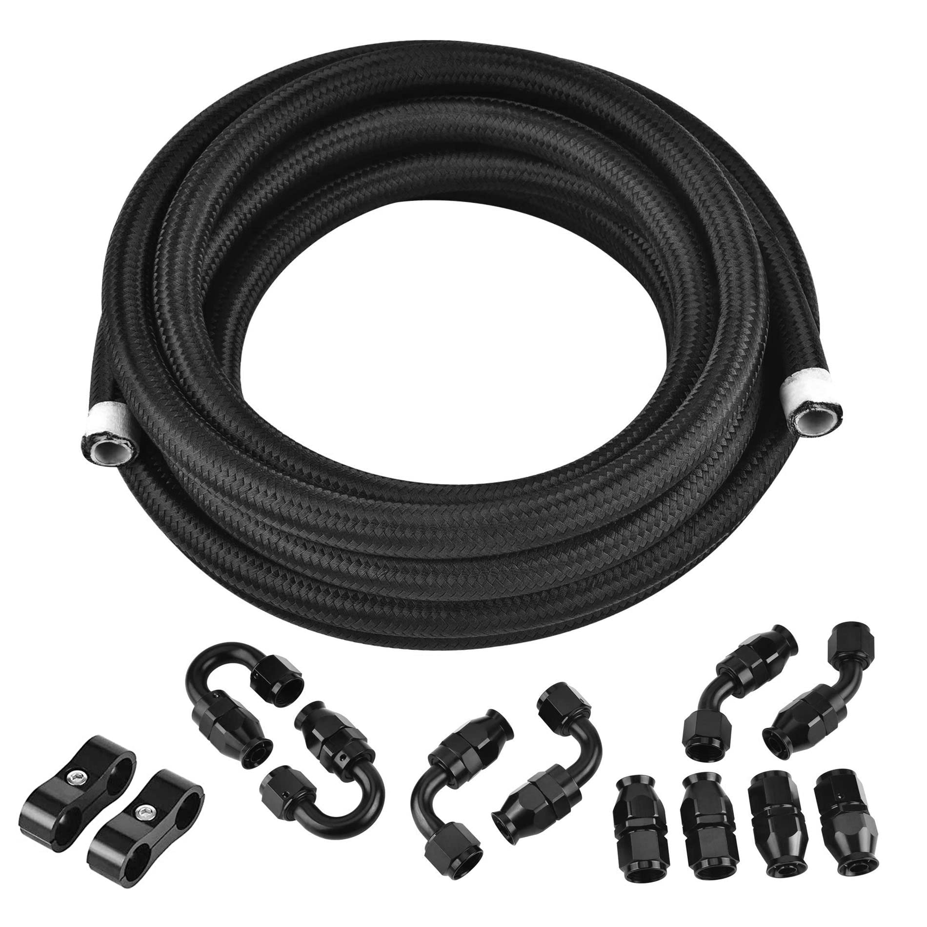 EVIL ENERGY 10AN PTFE Fuel Line Kit,AN10 E85 Nylon Braided Fuel Hose 16FT(1/2Inch ID)
