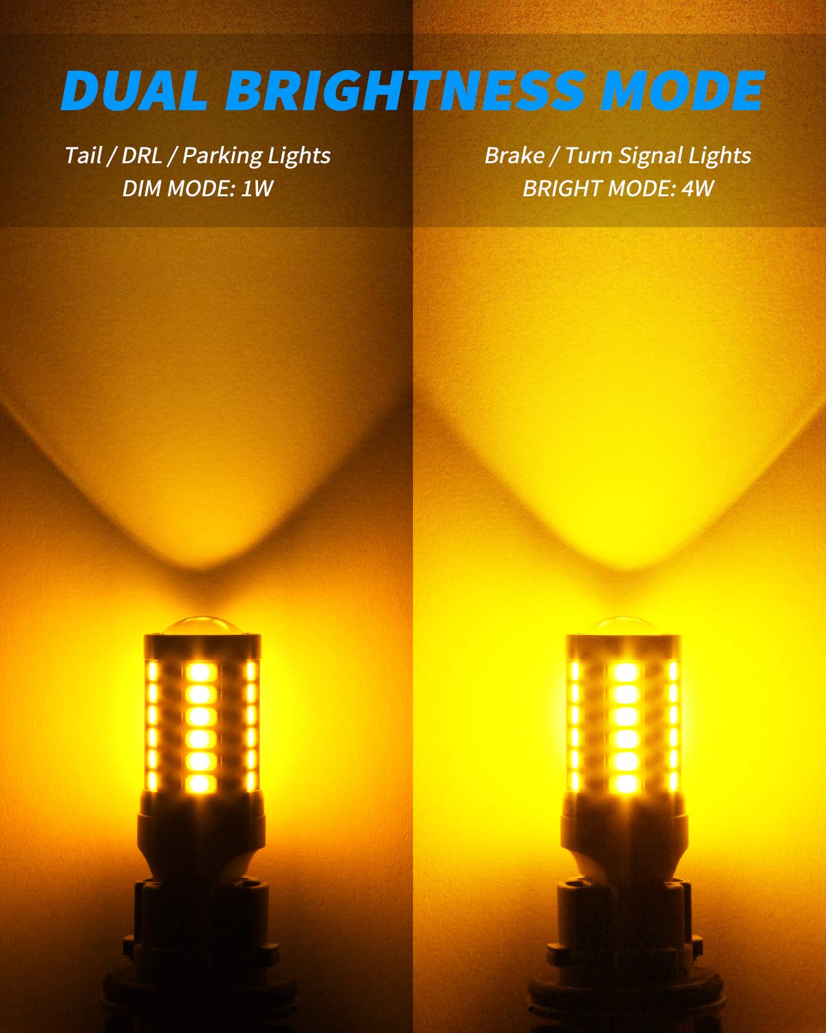 Yorkim 7440 Led Bulb Bright Amber Lights, T20 Led, 7443 Led Bulbs, 7441 Led, W21W Led, 7444 Bulbs, For Reverse/Backup/Brake Ligh
