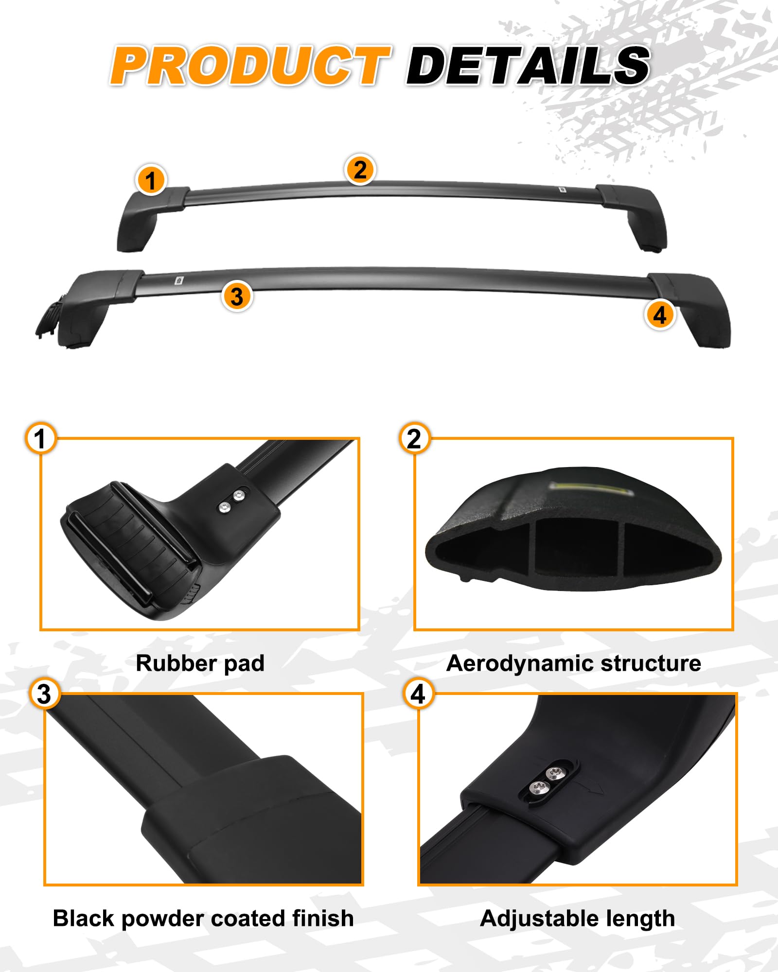 Snailfly Upgraded Crossbar Fit For Hyundai Santa Fe 2019-2023 Anti-Theft Roof Rack Rail Cross Bars For Luggage Kayak Ski Bike Sn