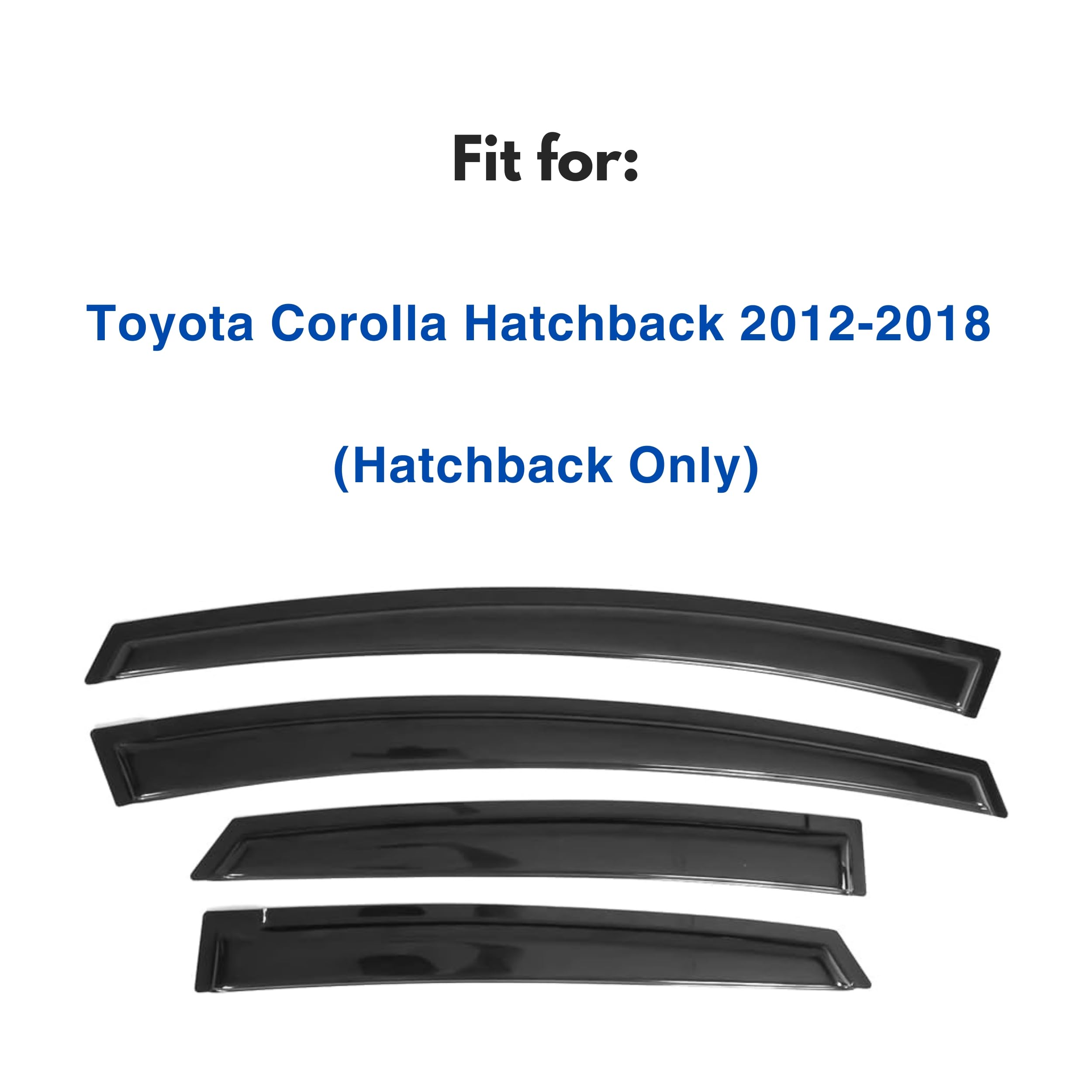 Ig Window Visor For Toyota Corolla Hatchback 2012-2018, Rain Guard Tape-On Extra Durable Sun Wind Side Vent Window Deflector, 20