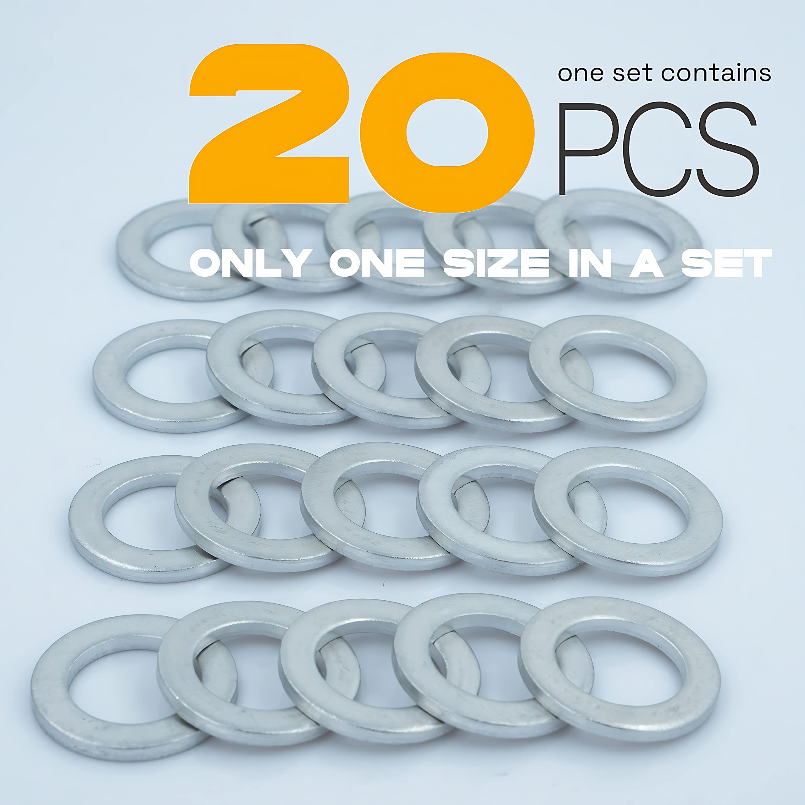 20Pcs M14 Oil Drain Plug Gasket, Aluminum Crush Washer, for Oil Change, Seal Ring by KeeRoarin