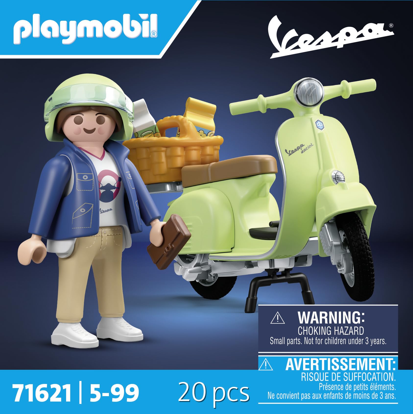 PLAYMOBIL 1969 Vespa 150 Sprint Veloce Model 71622, Light Green, Multi-coloured, Plastic, Includes Accessories for Collectors