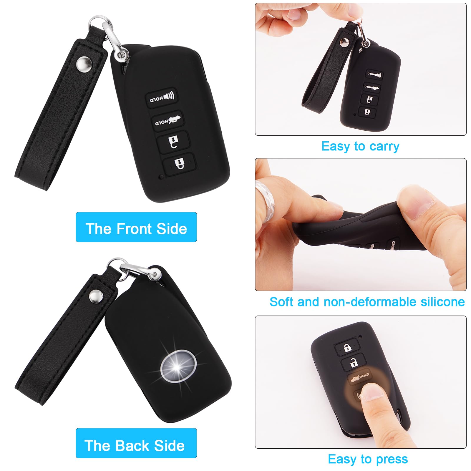Koaudb Silicone Rubber Key Fob Cover Compatible With Lexus Rx Es Gs Ls Nx Rs Gx Lx Rc Lc Is 2 3 4 Buttons Full Protection Smart