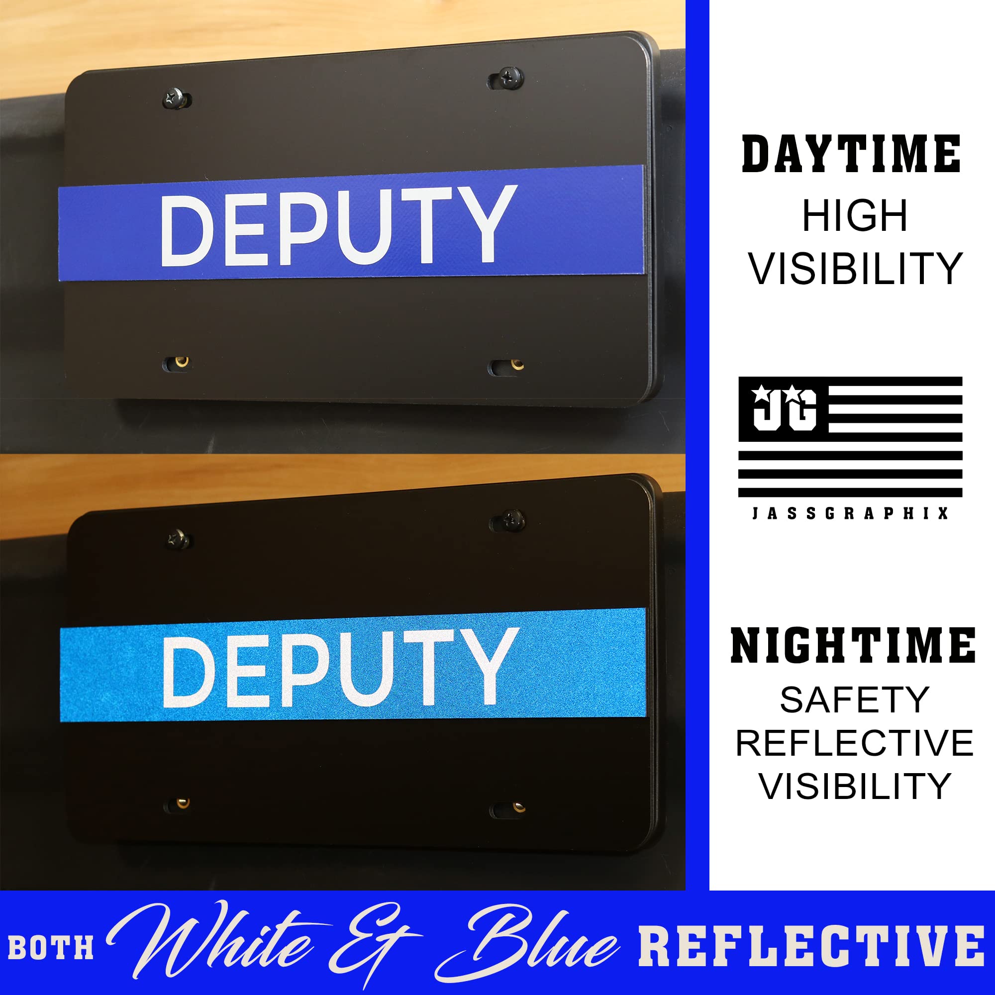 2-D Heavy Duty Reflective Thin Blue Line License Plate Deputy Made In Usa
