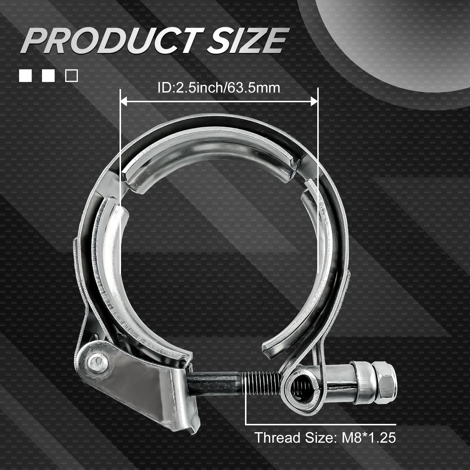 SYKRSS 2.5" Universal Stainless Steel V Band Clamp Flat Flange Kit - Silver, Model Flat-2.5