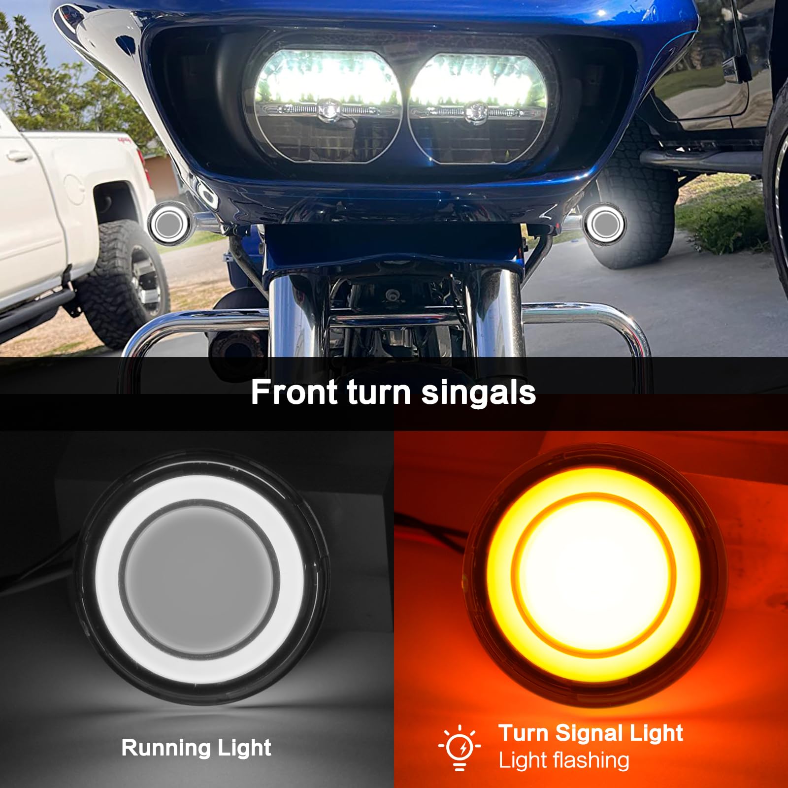 VG MOTO Motorcycle 1157 LED Turn Signal Light Front Rear 2 Inch Bullet Smoked Lens Compatible with Harley Softail Touring Dyna F