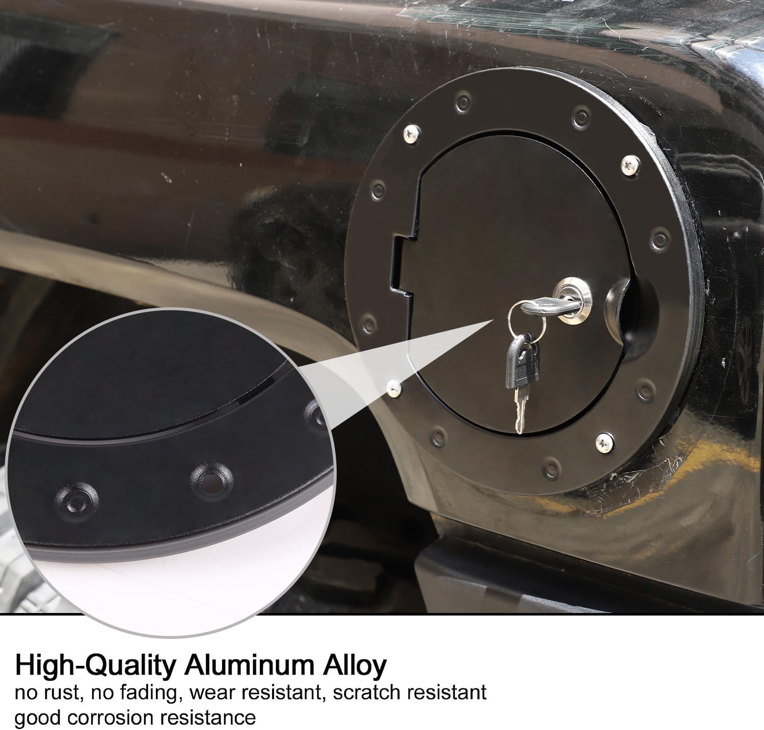 PIUGILH Locking Fuel Filler Door for Hummer H3 (2005-2009) - Black Aluminum Gas Tank Cap Cover