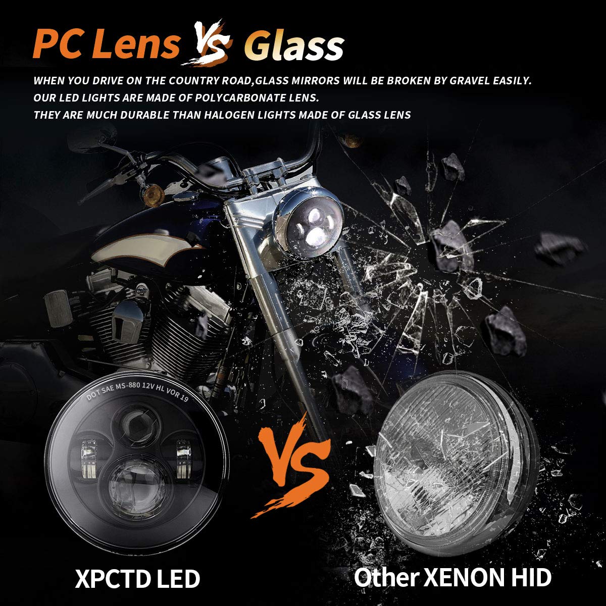 Xpctd 7 Inch Led Headlight With Mounting Bracket For Touring Street Glide Road King Ultra Classic Electra Glide Fat Boy Tri Cvo Heritage Softail Slim Deluxe Ultra Limited Black