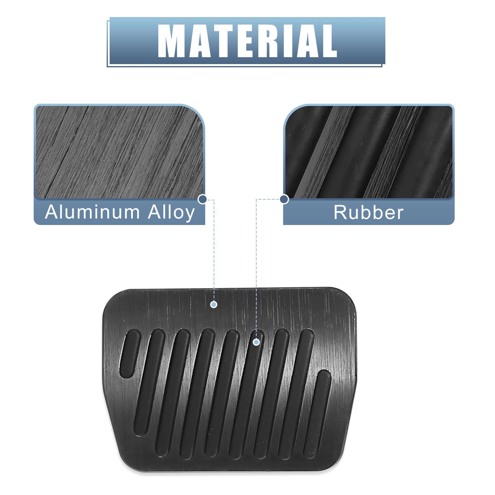 X Autohaux 3 Pcs Anti Slip No Drilling Aluminum Alloy Pedal Covers Foot Pedal Pads For Mazda 2 3 6 Cx-3 Cx-5 Cx-9 Black