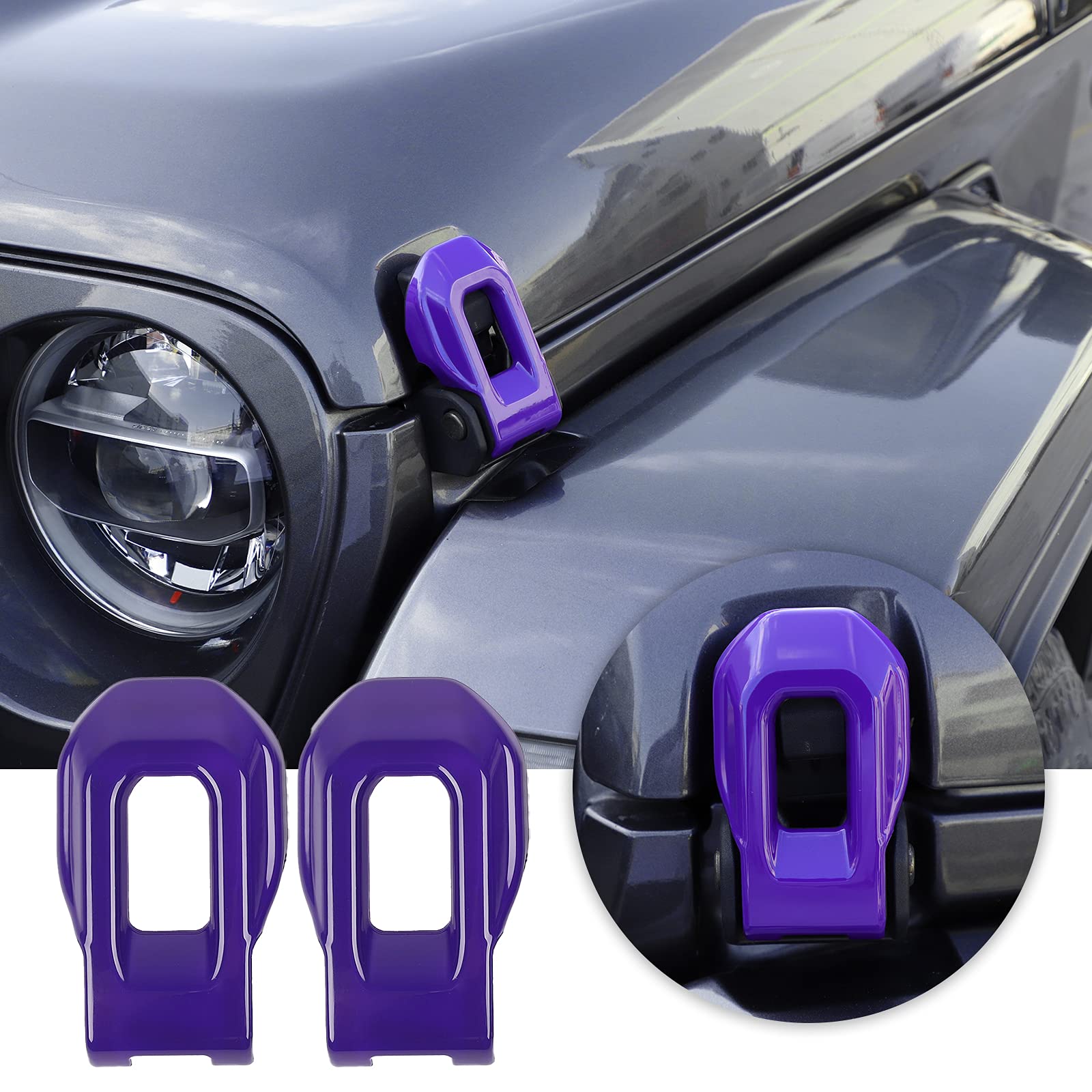 Voodonala for Jeep JL ABS Hood Latches Engine Buckle Bonnet Fastener Engine Cover Decor Trim Protction Cover for 2018-2025+ Jeep