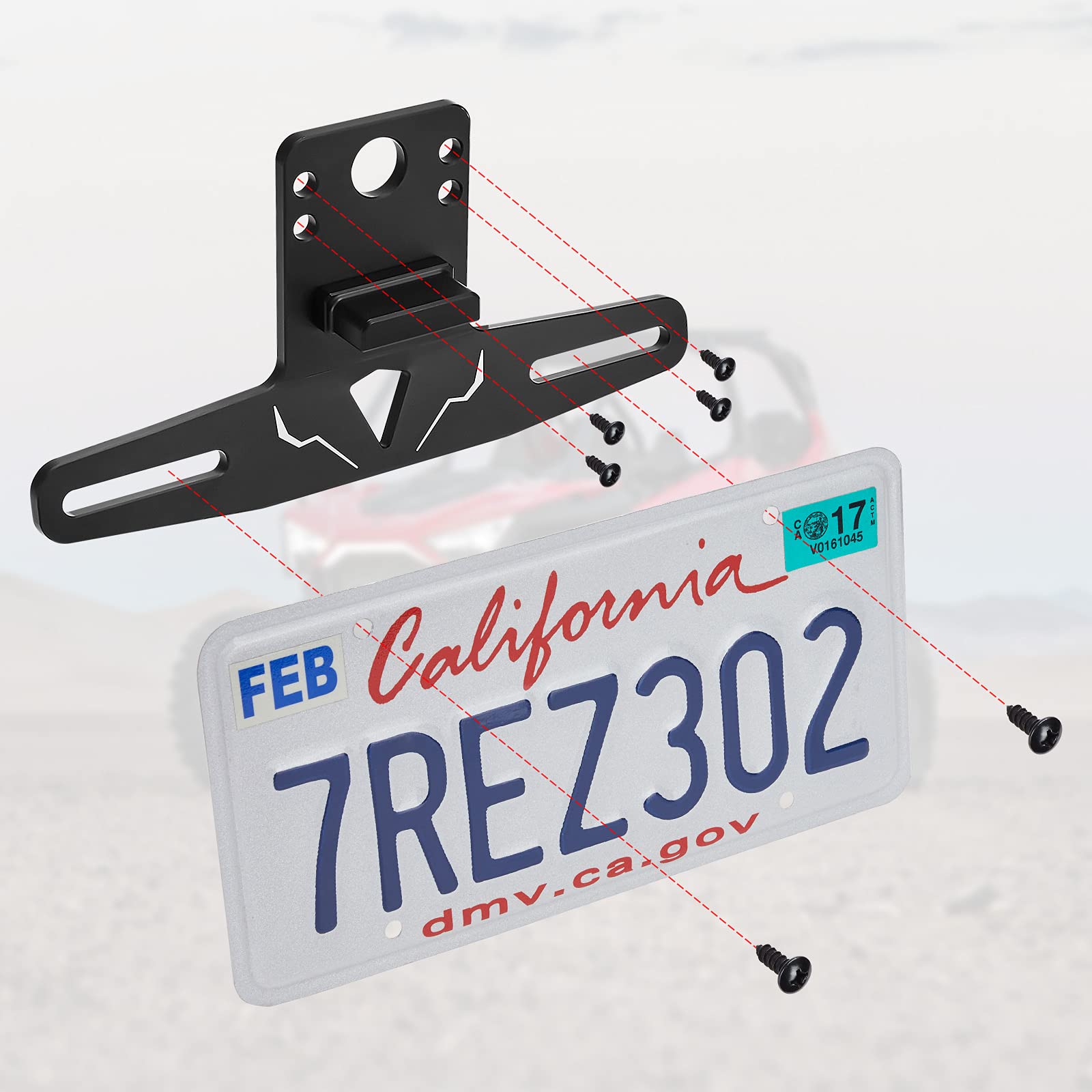 KEMIMOTO UTV License Plate Holder with Light - Aluminum Frame for Golf Cart, RV, Truck, Snowmobile, Boat, Compatible with Can-Am Maverick X3, Polaris RZR