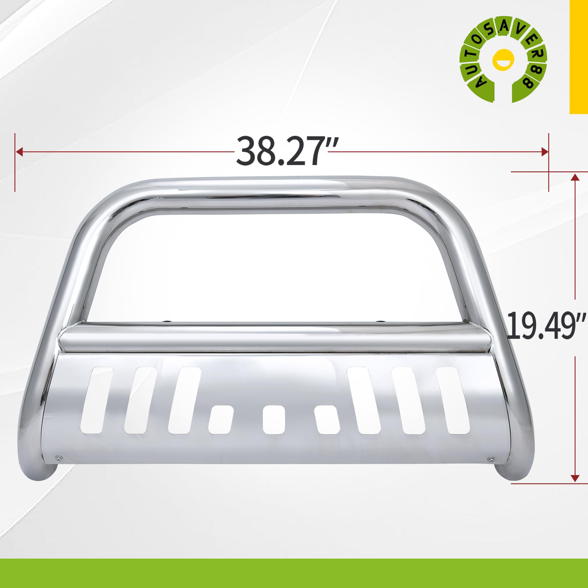 Autosaver88 Bull Bar Compatible For 2004-2023 Ford F150 F-150 Stainless Chrome Bull Bar 3'' Push Front Bumper Grill Grille Guard