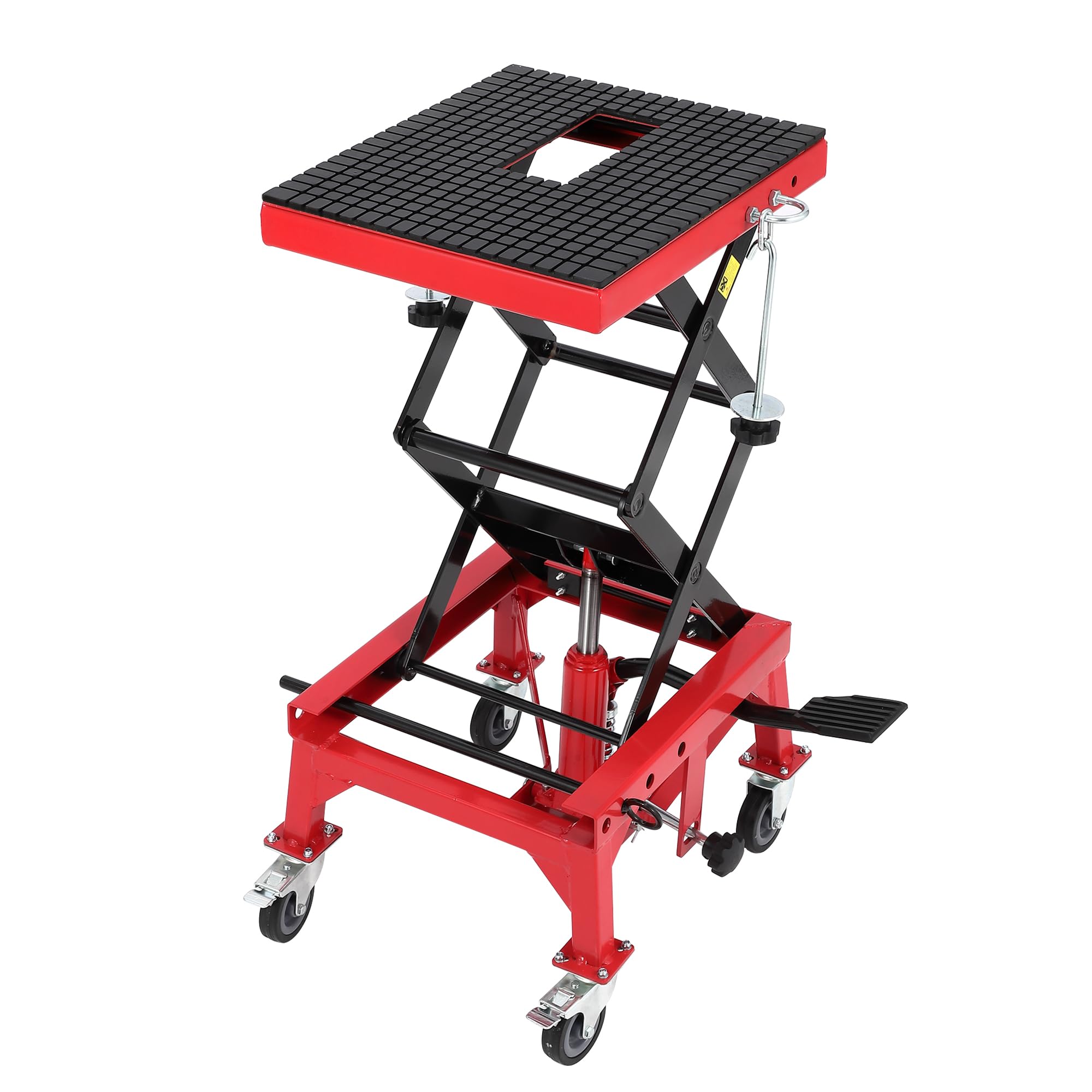 Garvee Hydraulic Motorcycle Lift Jack 350LBS, Foot Operated Scissor Lift Table for ATV Dirt Bike, Heavy-Duty Steel Stand with Sa