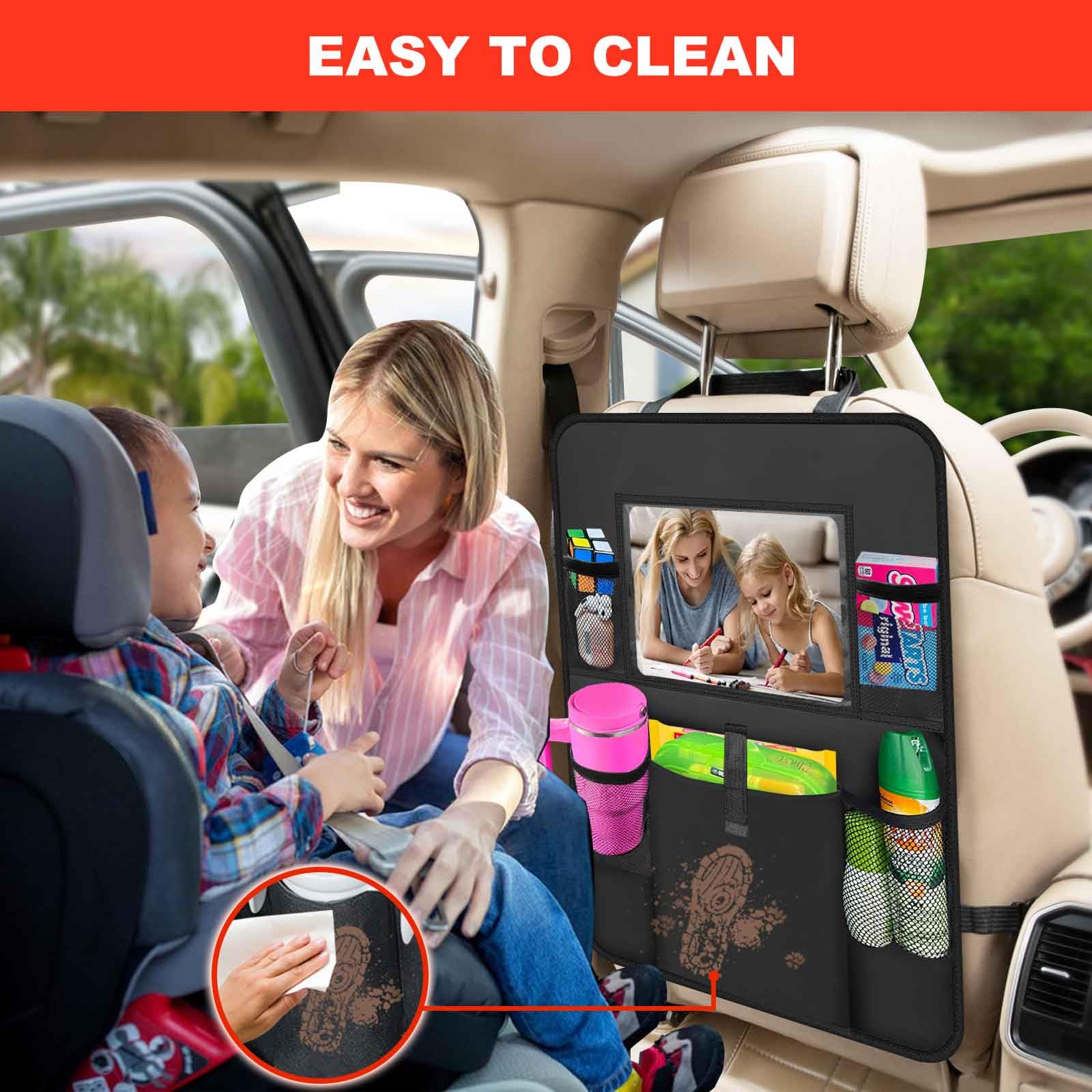 Axelect Car Backseat Organizer 2 Pack, Car Seat Back Protectors With Clear 10 Tablet Holder + 5 Storage Pockets