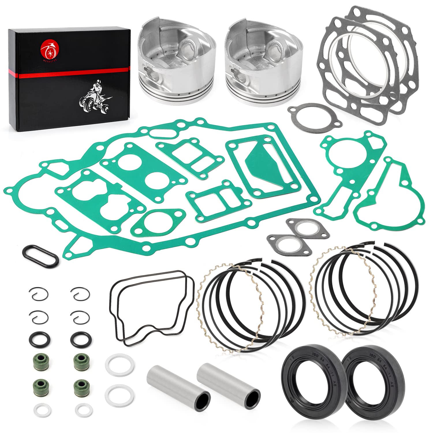 MOTO1988 Engine Top End Rebuild Kit for Kawasaki Mule 2500-4010, Model 13001-2210, Piston, Ring, Gasket Seal