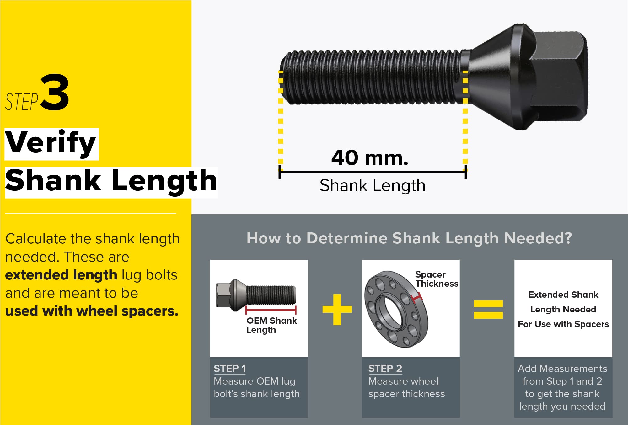 20pcs Extended Black Lug Bolts 14x1.5 (40mm Shank Length - Not OEM Length, Cone Seat) Compatible with Audi TT A3 A4 S4 A5 S5 A6