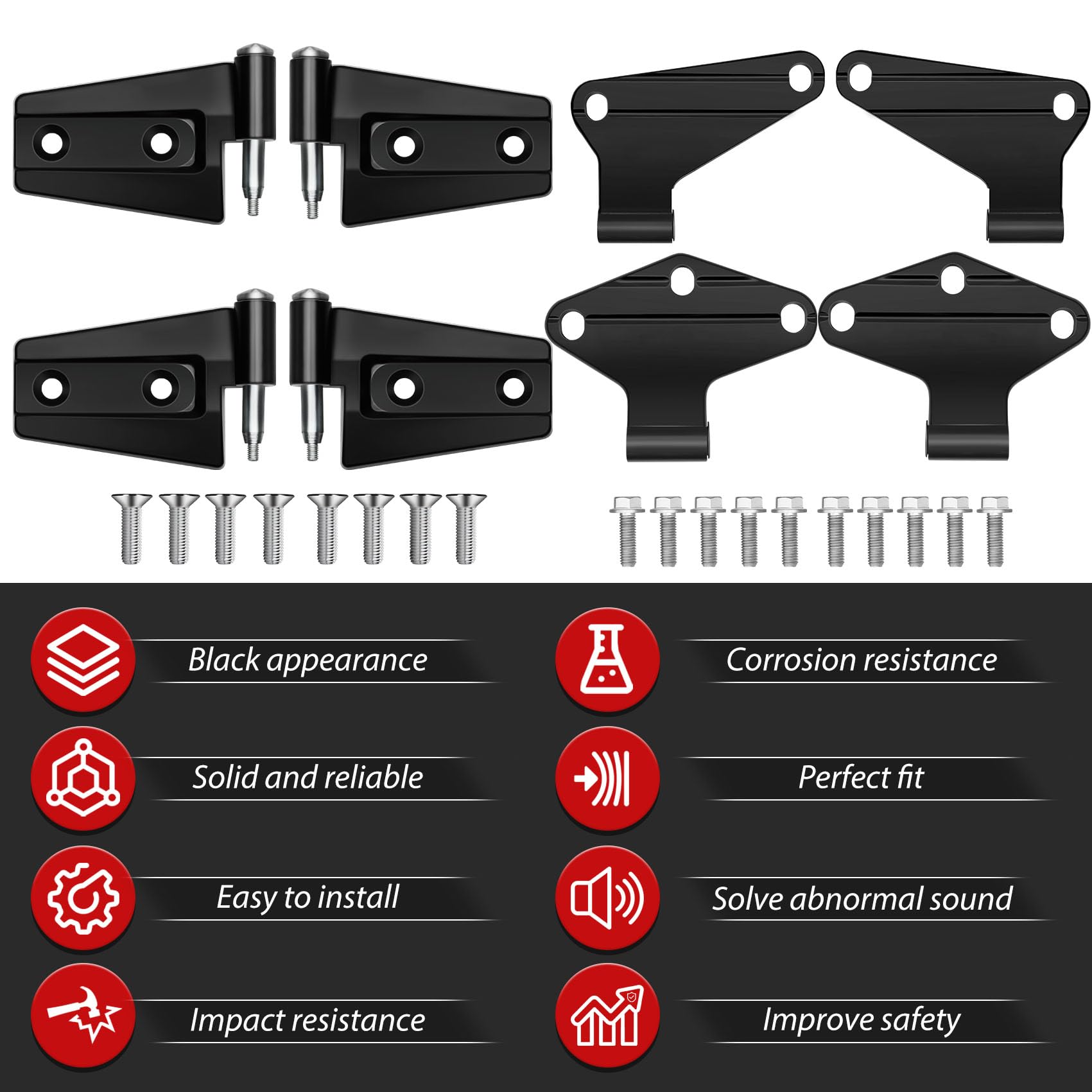 Jeep Wrangler JK 2 Door Hinge Assembly Kits Compatible with 2007-2018 Jeep Wrangler JK JKU Rubicon Unlimited Sahara Inside and O