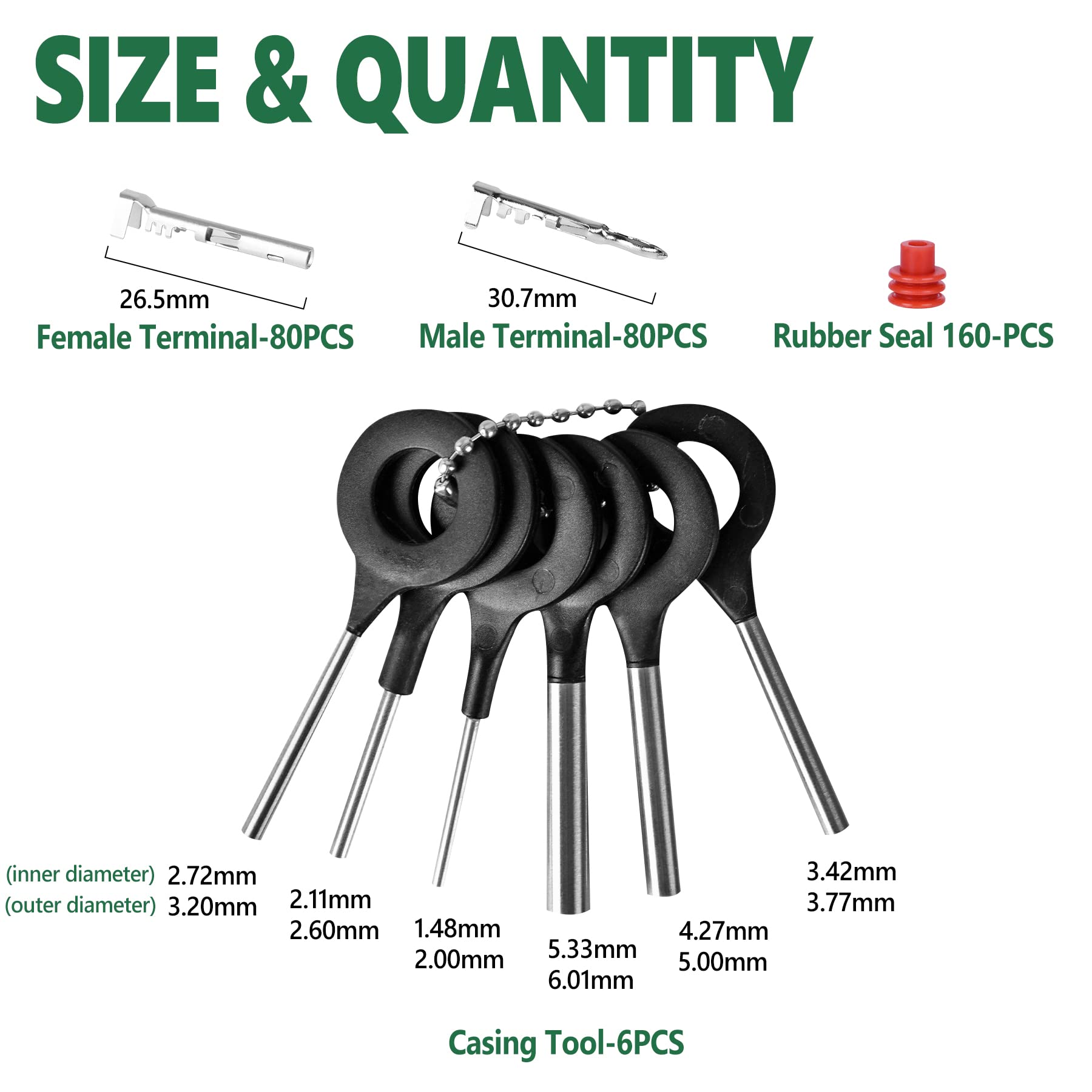 Kikerike Waterproof Automotive Electrical Connector Kit - 376 Pcs, 1/2/3/4/6 Pin, 22-14AWG, Male & Female Terminals for Car