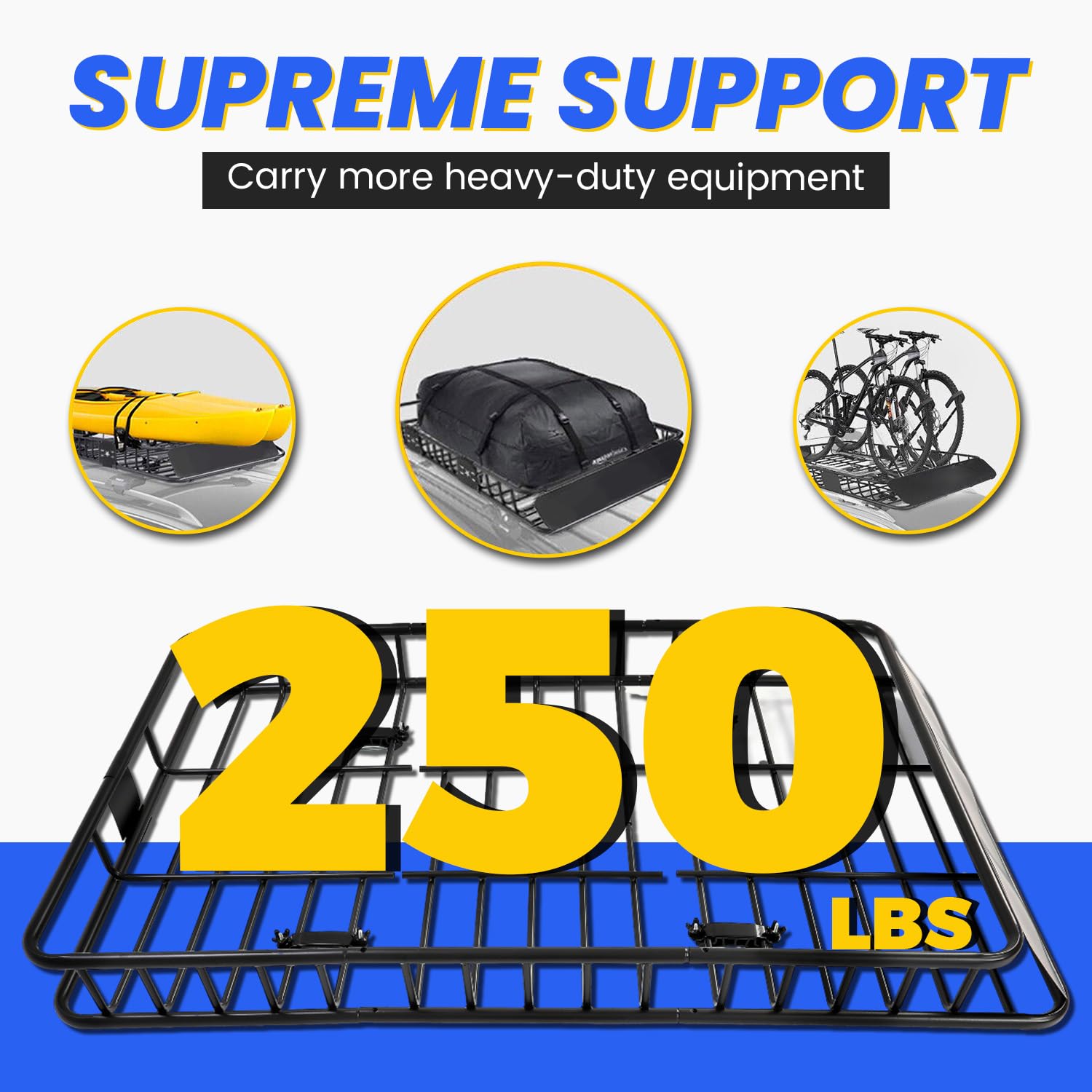 ECOTRIC Universal Roof Rack Cargo Carrier Basket, Heavy Duty Steel, 67"x39"x5.1", Black, 550LBS Capacity, Model VC-LYA-037S