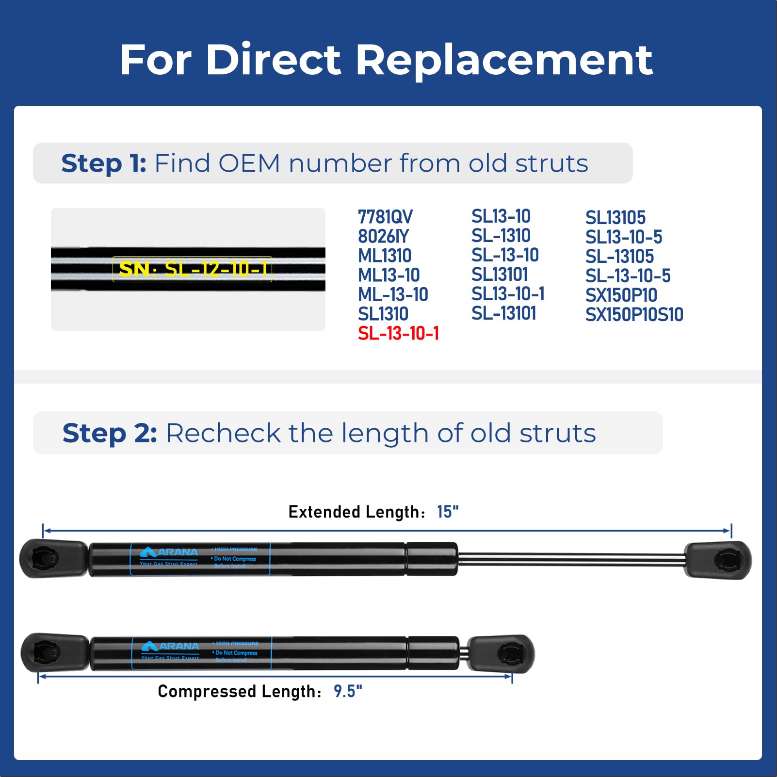 15 Inch 100 Lbs Gas Spring Shocks Struts, Se150P100 15 Inch Lift Supports For Truck Bed Tonneau Cover Rv Bed Boat Hatch Cabinet