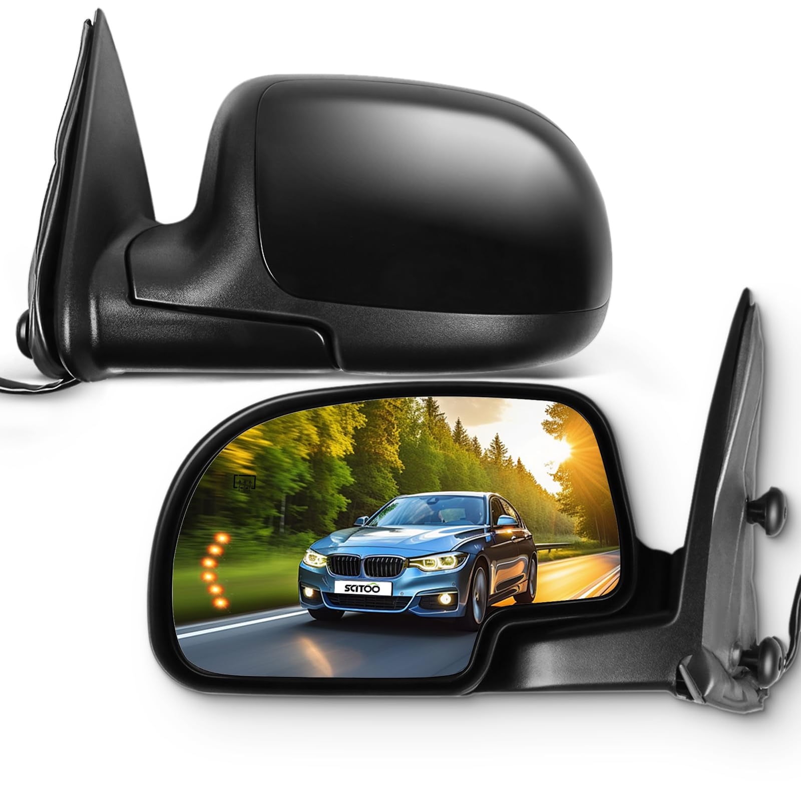 SCITOO Side View Mirror Pair Mirrors Compatible with 2003 For Chevy Silverado For GMC Sierra 1500 HD 2005-2007 For Chevy Silvera